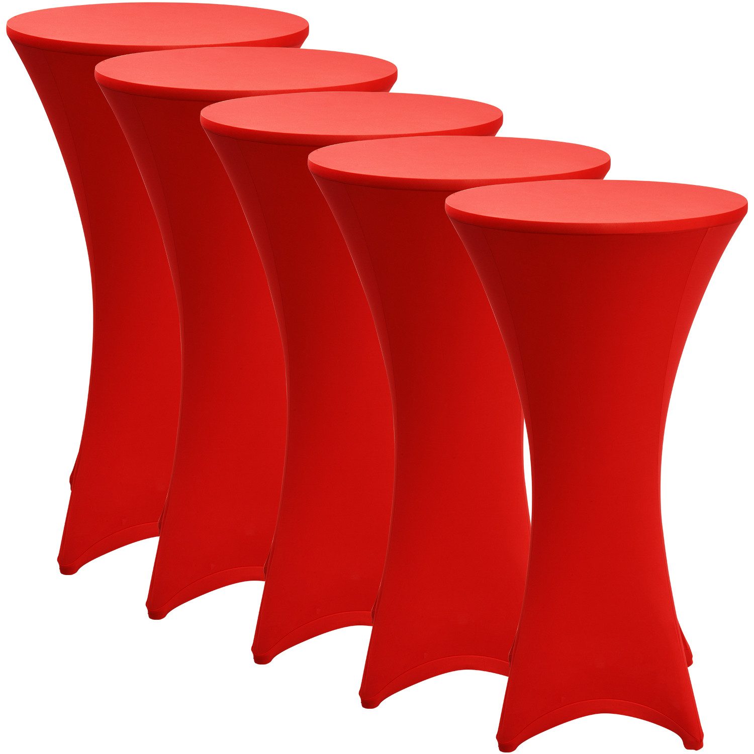 Stehtischhusse Stretch Stehtisch Bistrotisch Husse, Ø80cm, Rot, 5er Set