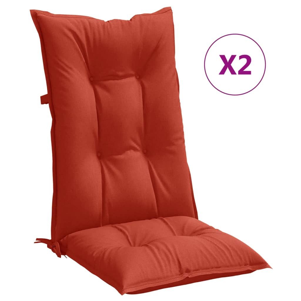 vidaXL Sitzauflage Hochlehner-Auflagen 2 Stk. Melange Rot 120x50x7 cm Stoff, (2 St)