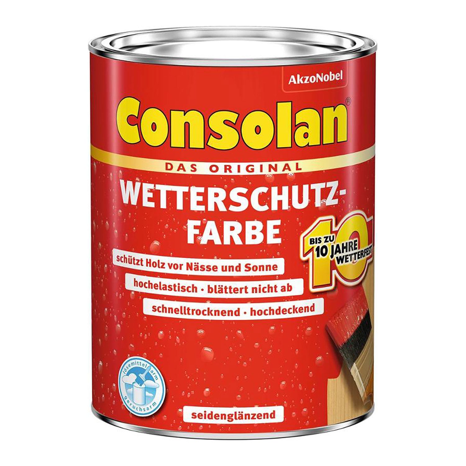 Consolan  Wetterschutzfarbe Silbergrau / 14308, Wetterfest, Wasserabweisend, Farbtonbeständig