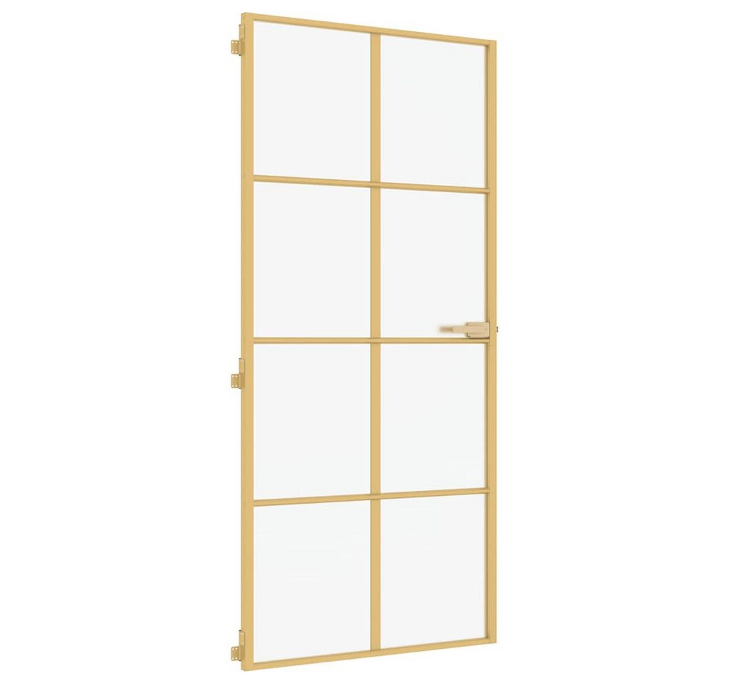 Thumbnail - vidaXL Haustür Innentür Schlank Golden 93x201,5 cm Hartglas und Aluminium (1-St)