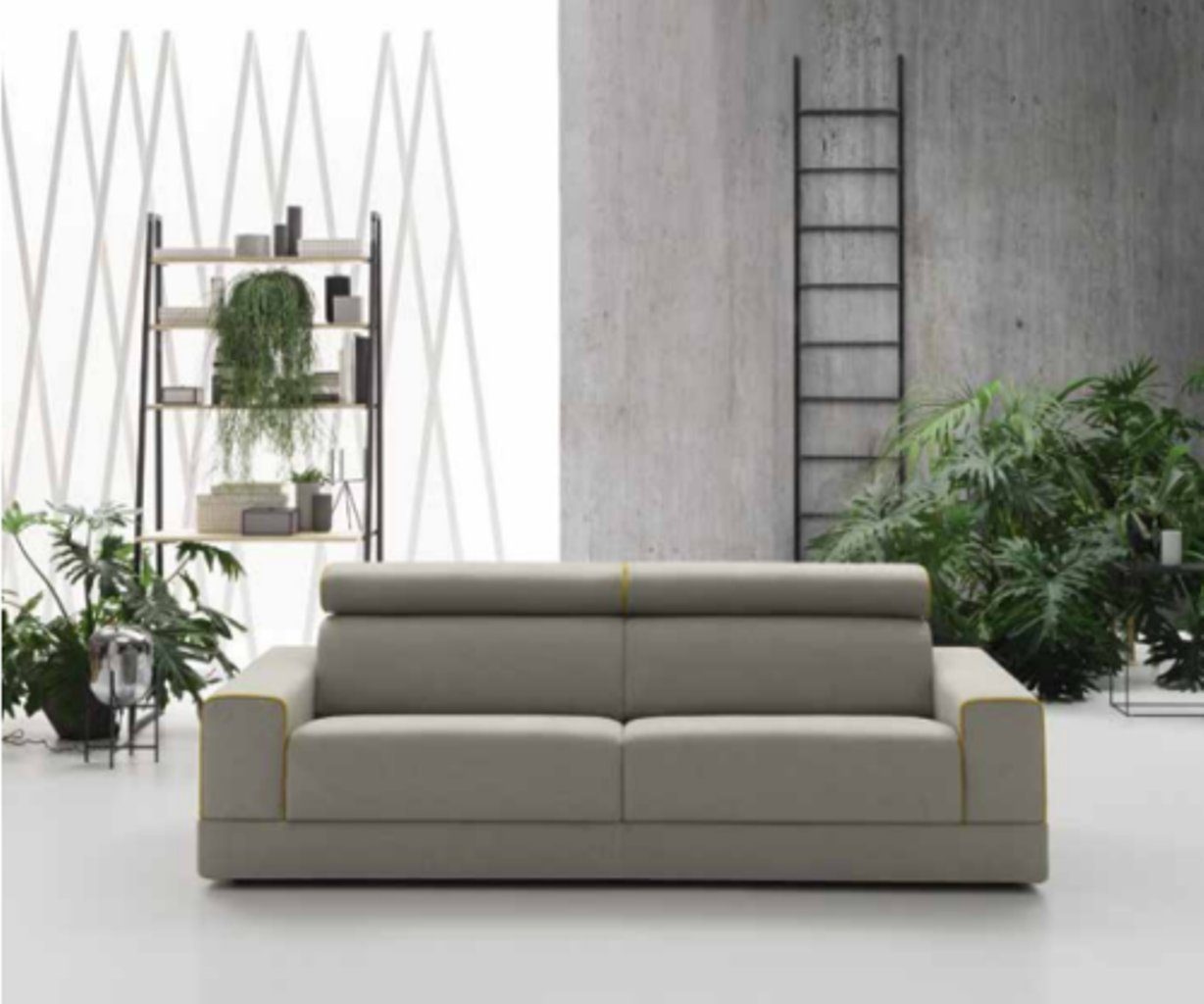 JVmoebel 3-Sitzer Design Grau Sofa 3 Sitzer Wohnzimmer Stoff Couch, Made in Europe