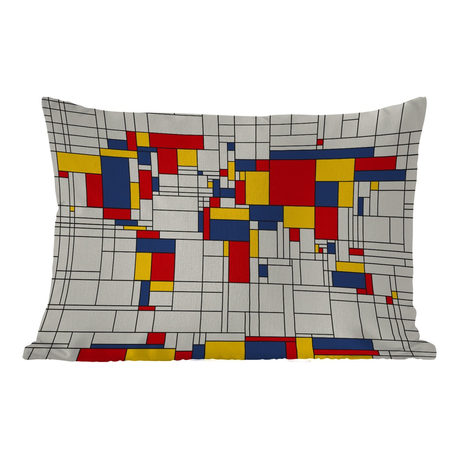 MuchoWow Dekokissen Weltkarte - Mondrian - Farben - Kinder - Junge - Mädchen - Kinder, Outdoor-Dekorationskissen, Polyester, Dekokissenbezug, Kissenhülle