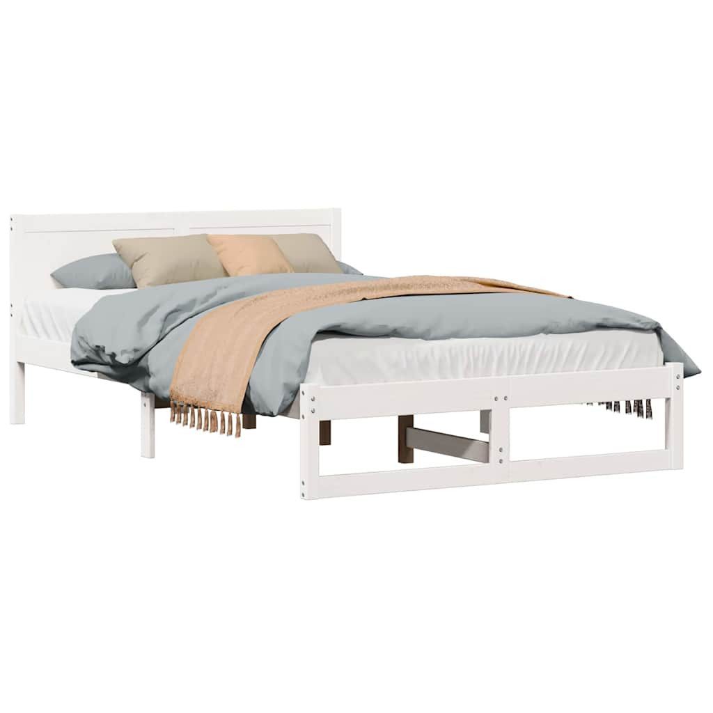 vidaXL Bett Bettgestell mit Kopfteil Weiß günstig online kaufen