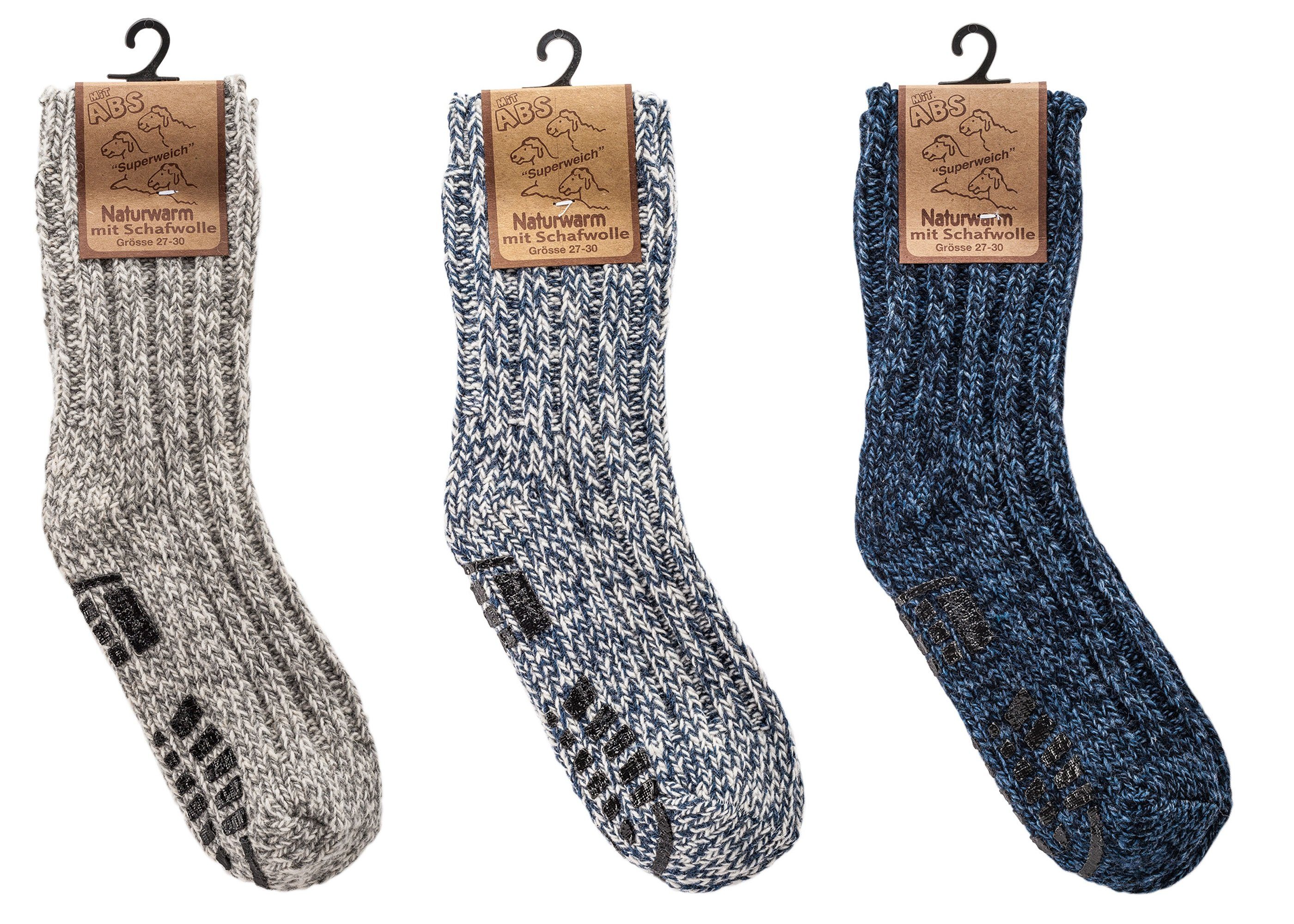 ABS-Socken 3 Paar superweiche ABS Norwegersocken Stoppersocken für Kinder & Babys