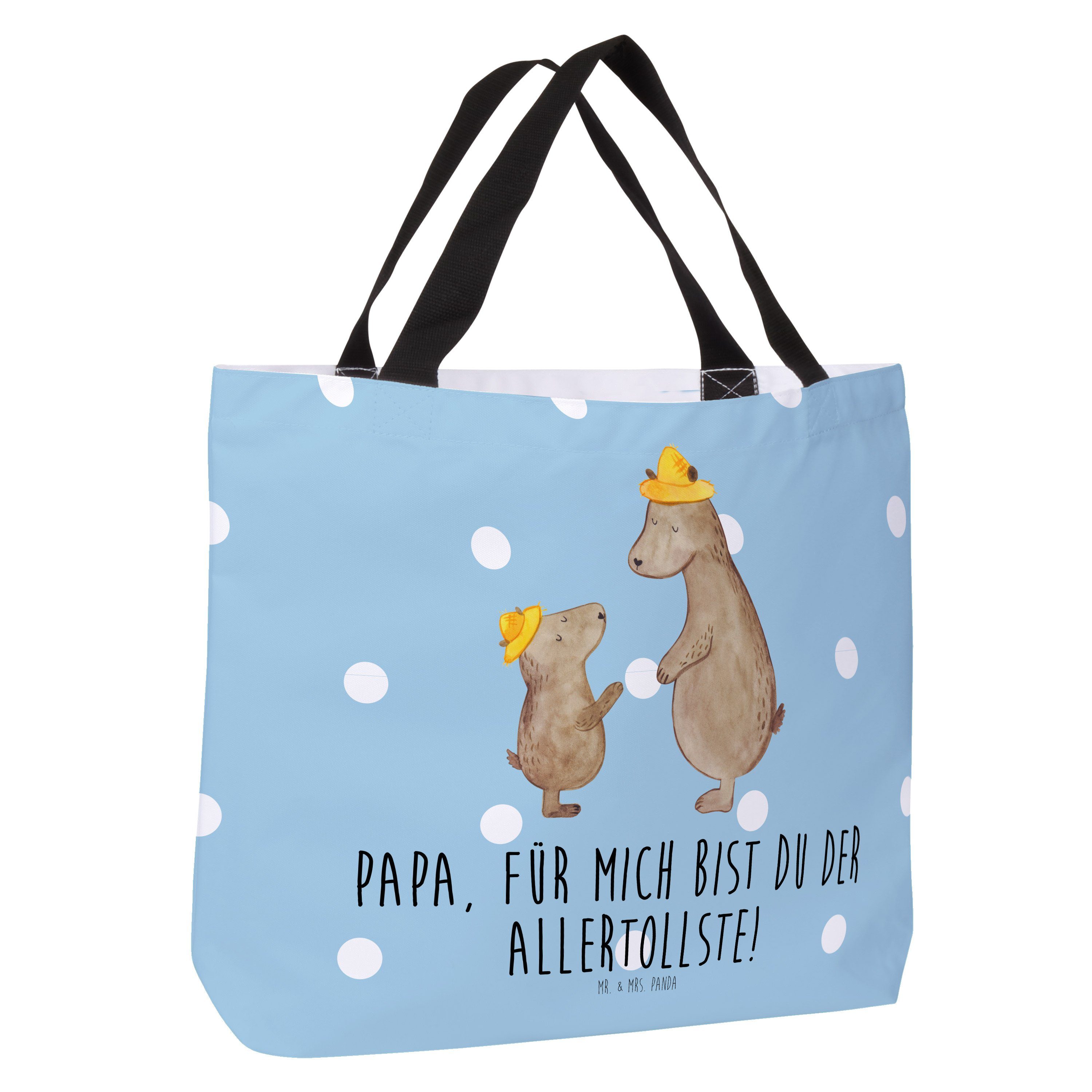 Mr. & bester Blau Shopper Mrs. Panda Pastell Schulbeu mit Geschenk, Hut Bären - (1-tlg) - Mama, Vater