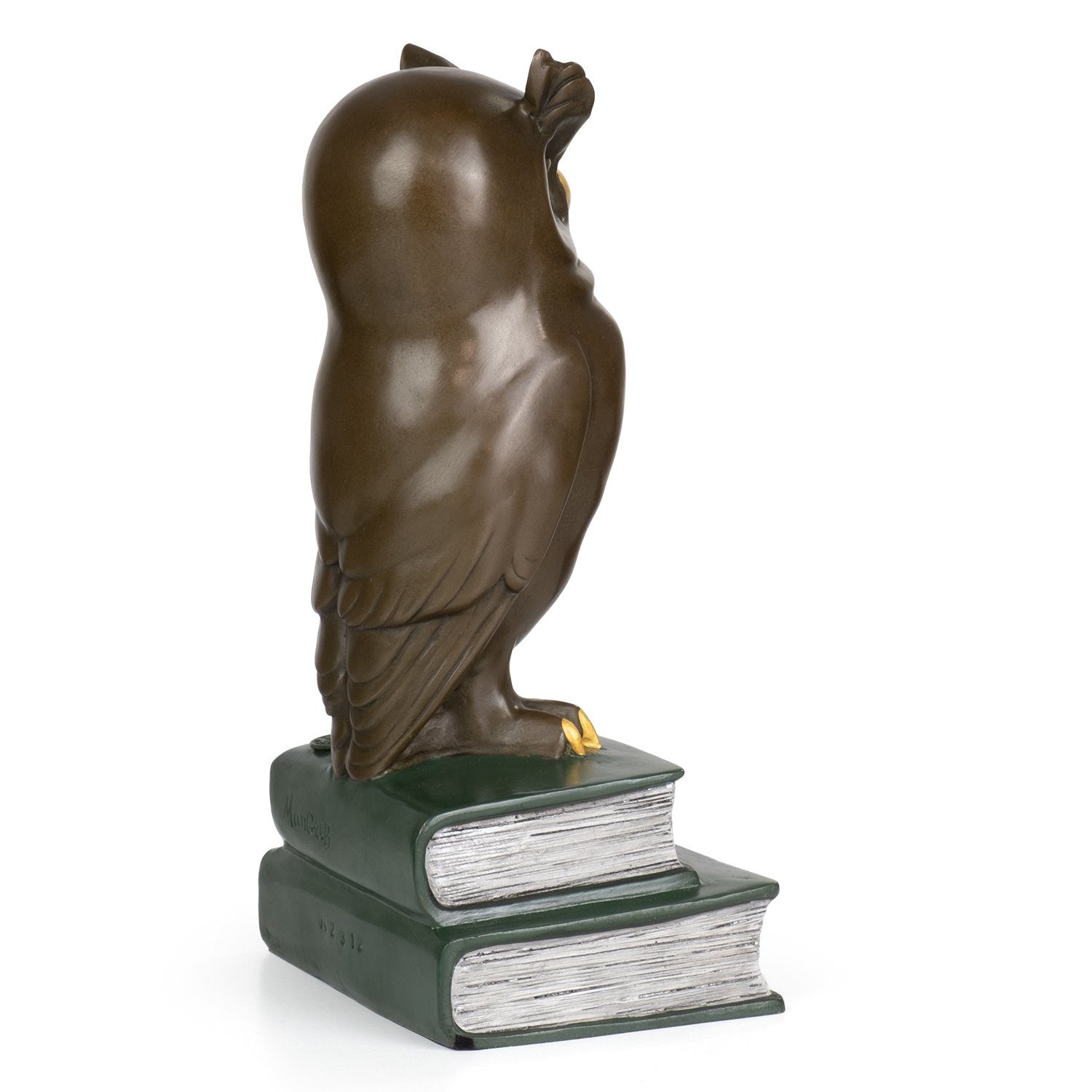 Moritz Skulptur Bronzefigur Eule auf Statue Büchern, Antik-Stil Weise Skulpturen Figuren