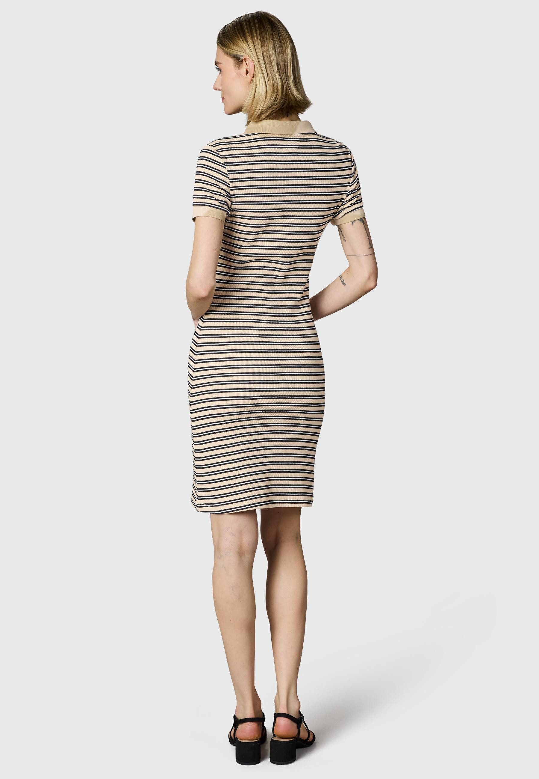 Ragwear A-Linien-Kleid Colaro Stripes Dress YOUMODO Gestreiftes Damen Minikleid mit Hemdkragen
