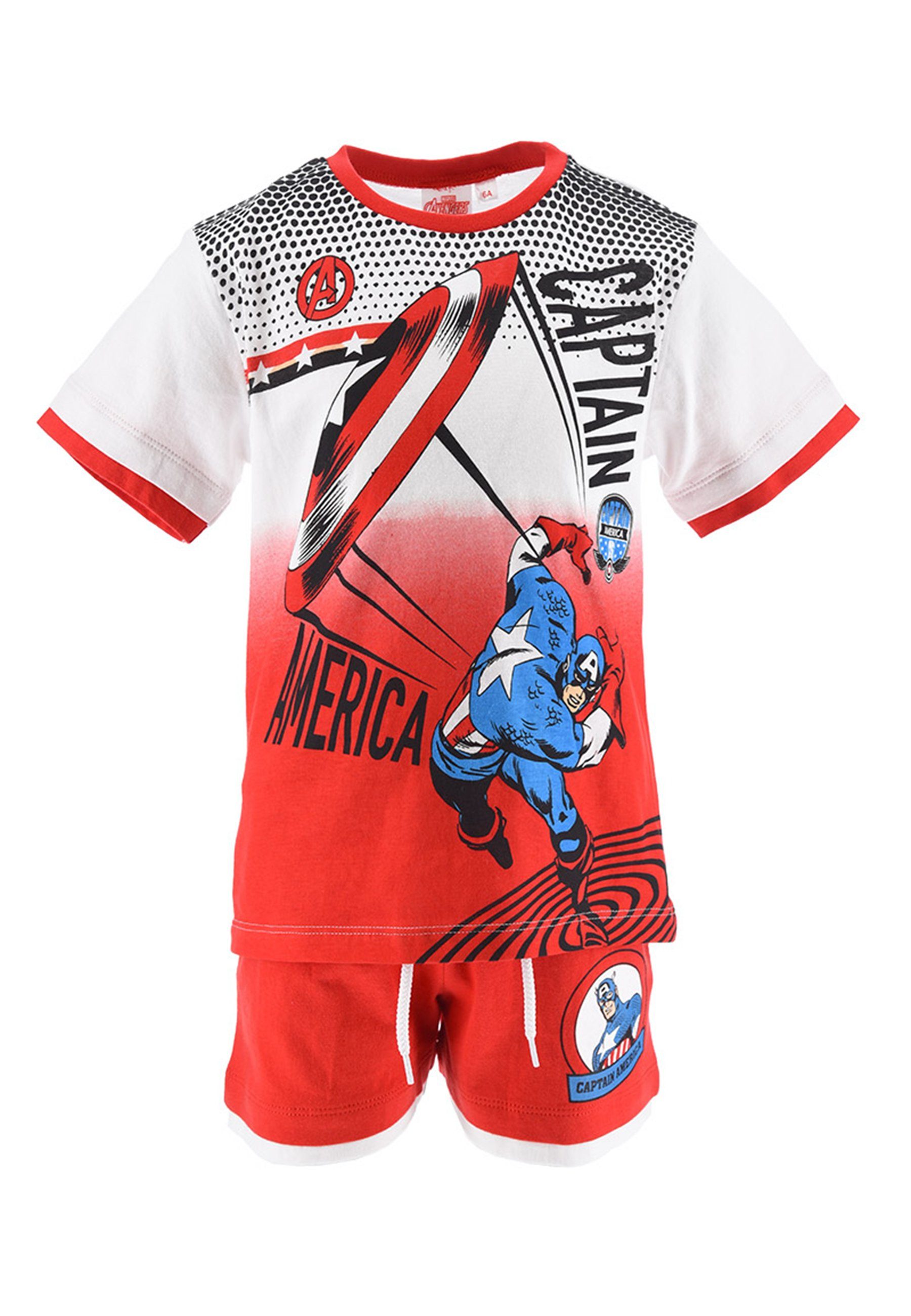 The AVENGERS T-Shirt & Shorts Marvel Captain America T-Shirt und kurze Hose Sommer-Set (2-tlg)