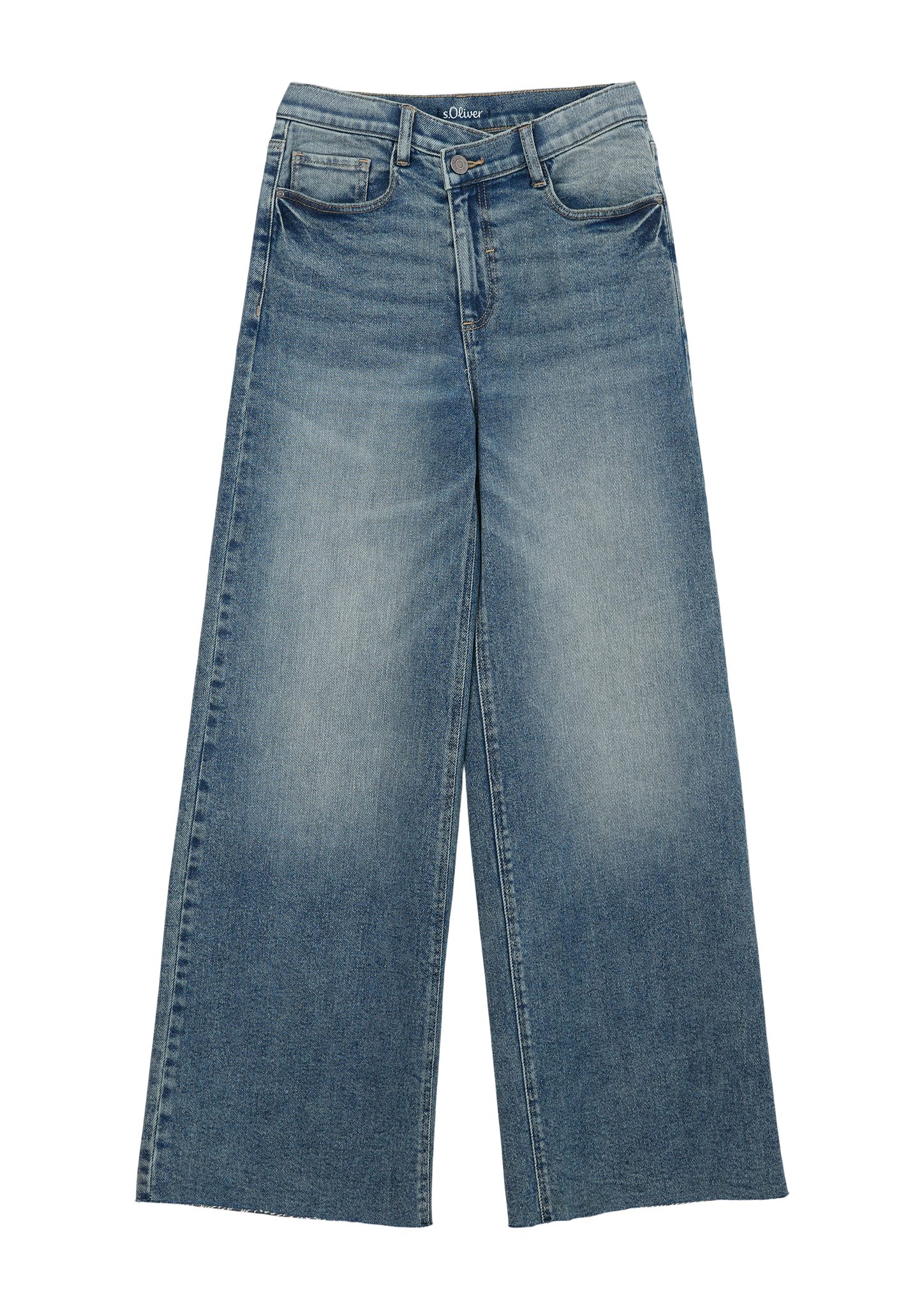 Super asymmetrischem / Fit Stoffhose Bund High Jeans Leg s.Oliver Rise Wide Regular / / / Waschung