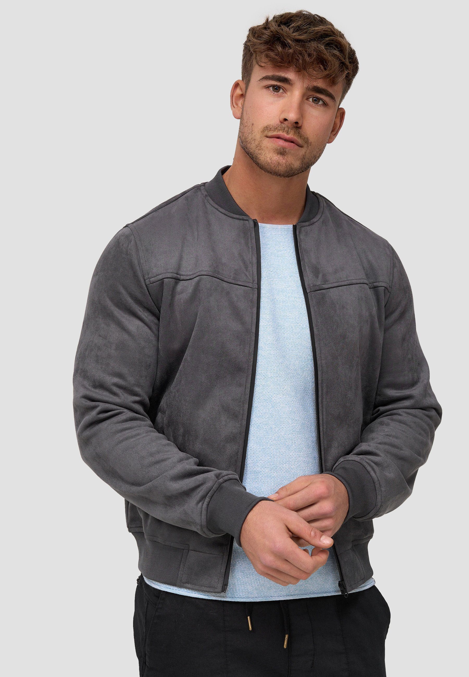 INDICODE Lederimitatjacke Herren Ibon Übergangsjacke Herrenjacke Kunstlederjacke mit Stehkragen