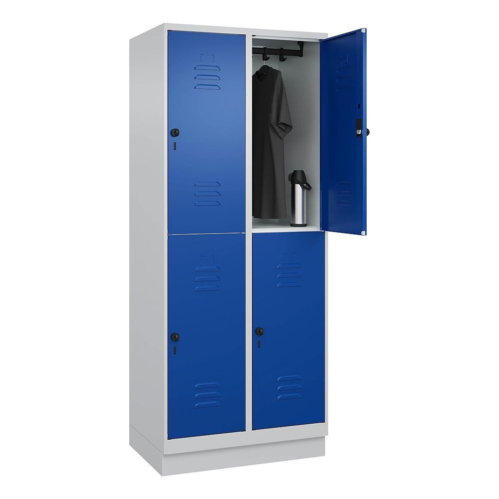 C+P Garderobenschrank Doppel-Garderobenschrank Classic Plus, Abteilbreite 40 cm, mit Sockel Sockel verzinkt, erhöhter Korrosionsschutz