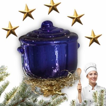 INGE-GLAS® Christbaumschmuck INGE-GLAS Weihnachts-Clip Koch-Topf blau (1-tlg)