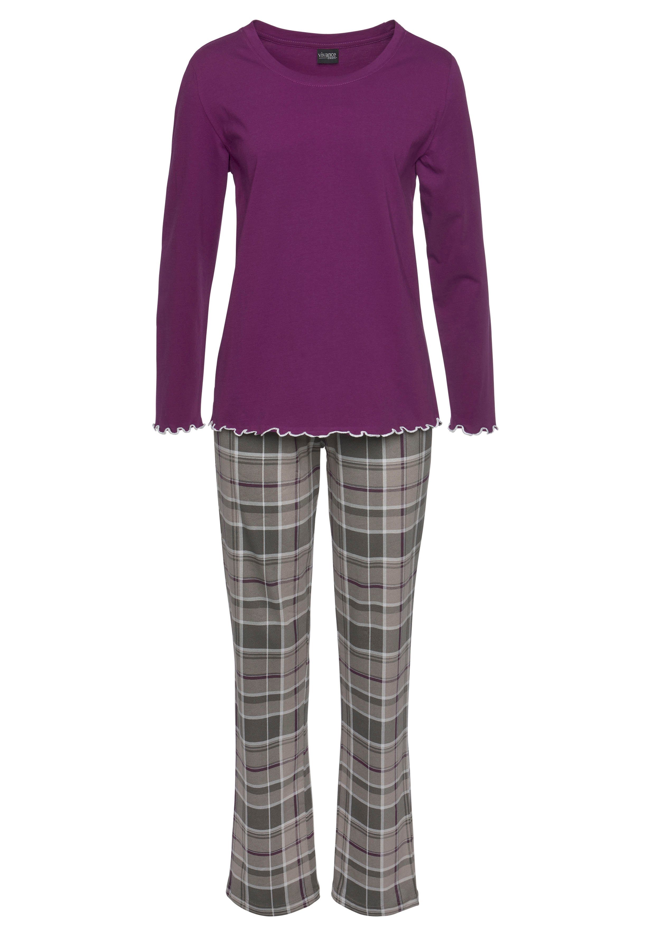 LASCANA Pyjama, (2 tlg.), mit Flanellhose im Karomuster günstig online kaufen