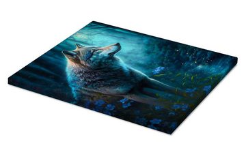Posterlounge Leinwandbild Dolphins DreamDesign, Wolf im Mondlicht, Kinderzimmer Digitale Kunst