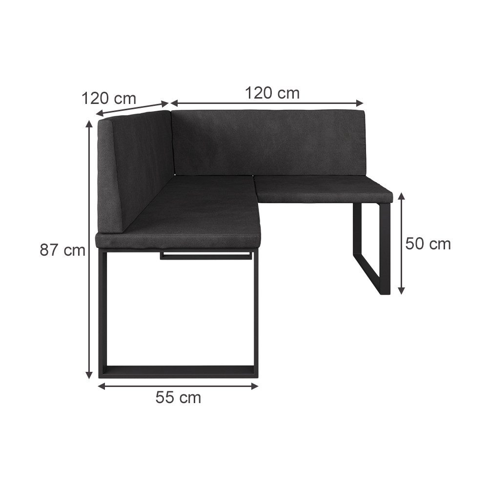 Vicco Sitzbank Ravon, Anthrazit, 120 x 120 cm (1-St)