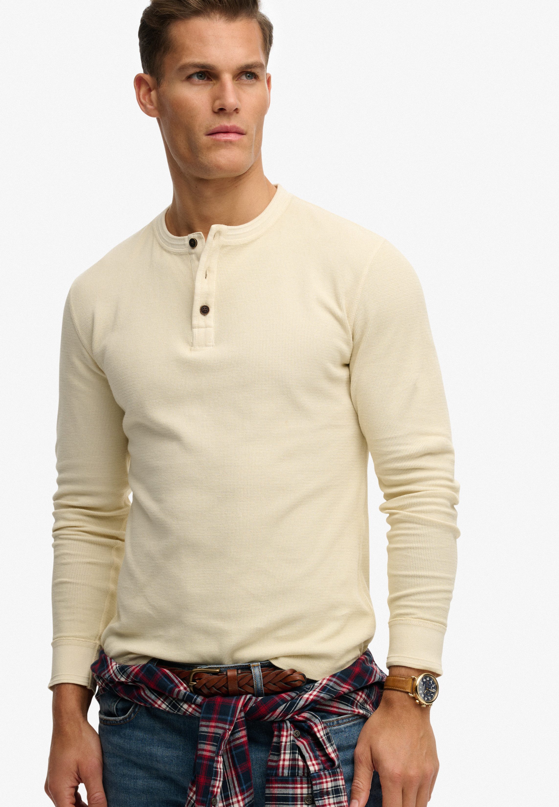 Superdry Langarmshirt LW TEXTURED GRANDAD TOP
