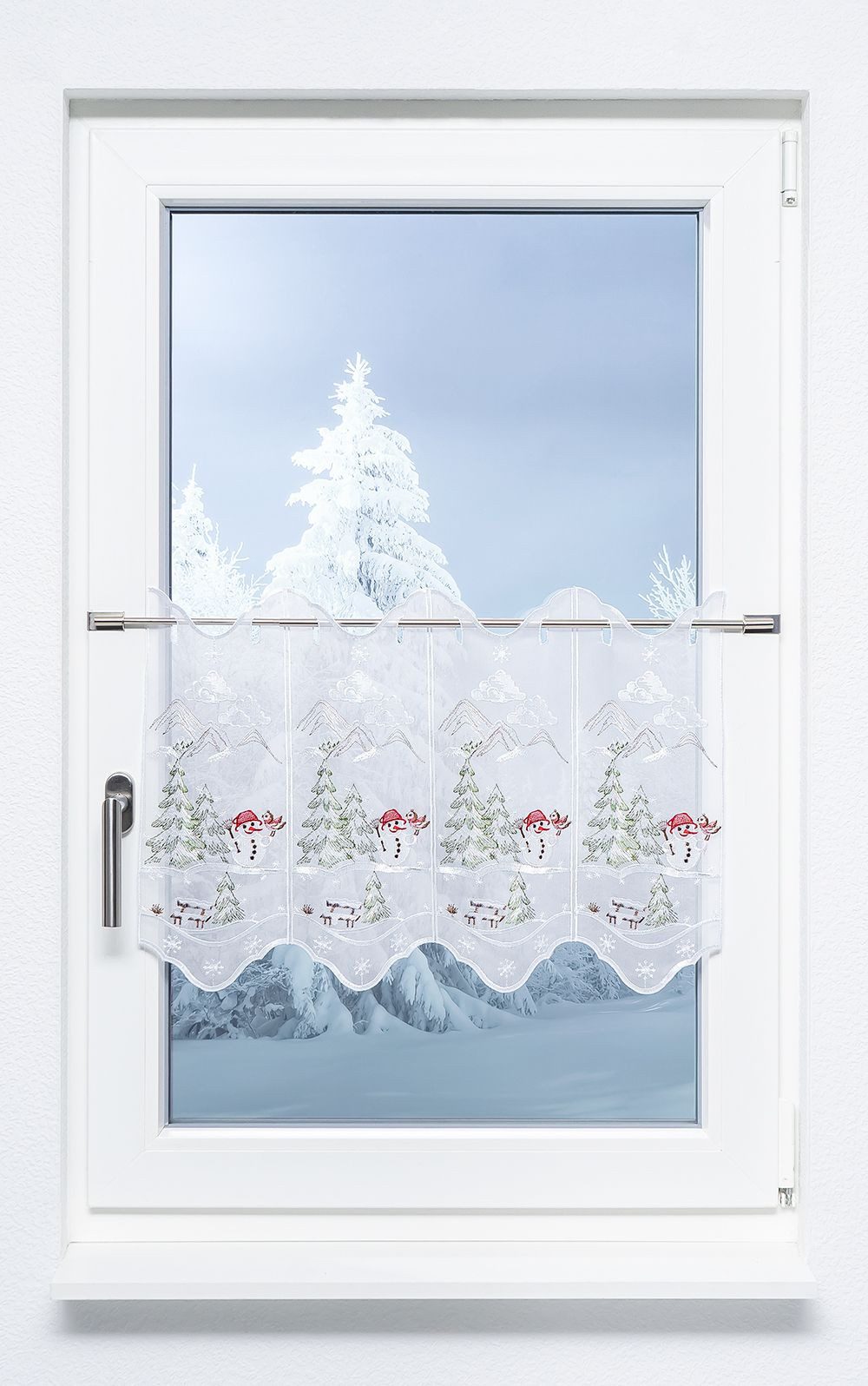 Plauener Spitze® Scheibengardine Schneemann, (1 St), günstig online kaufen