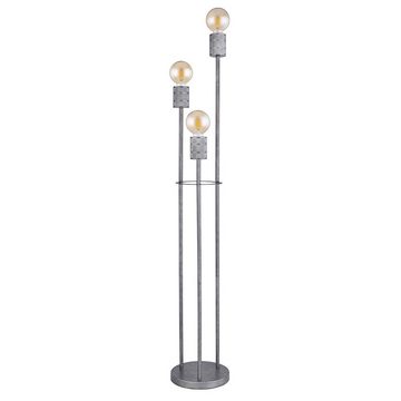 etc-shop Stehlampe, Leuchtmittel nicht inklusive, Stehleuchte Standlampe 3 flammig Antik silber Aluminium