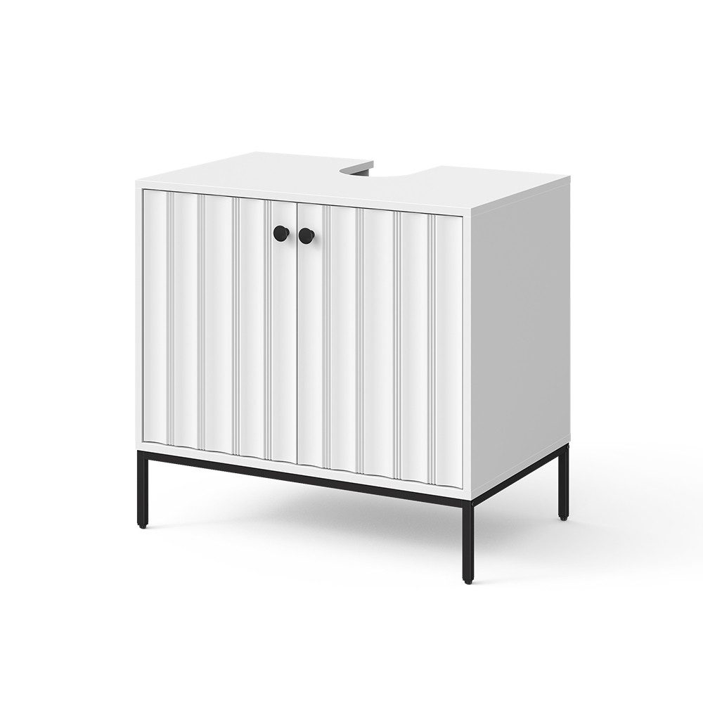 Vicco Waschbeckenunterschrank Eliza, Weiß Riffel, 70 x 63 cm