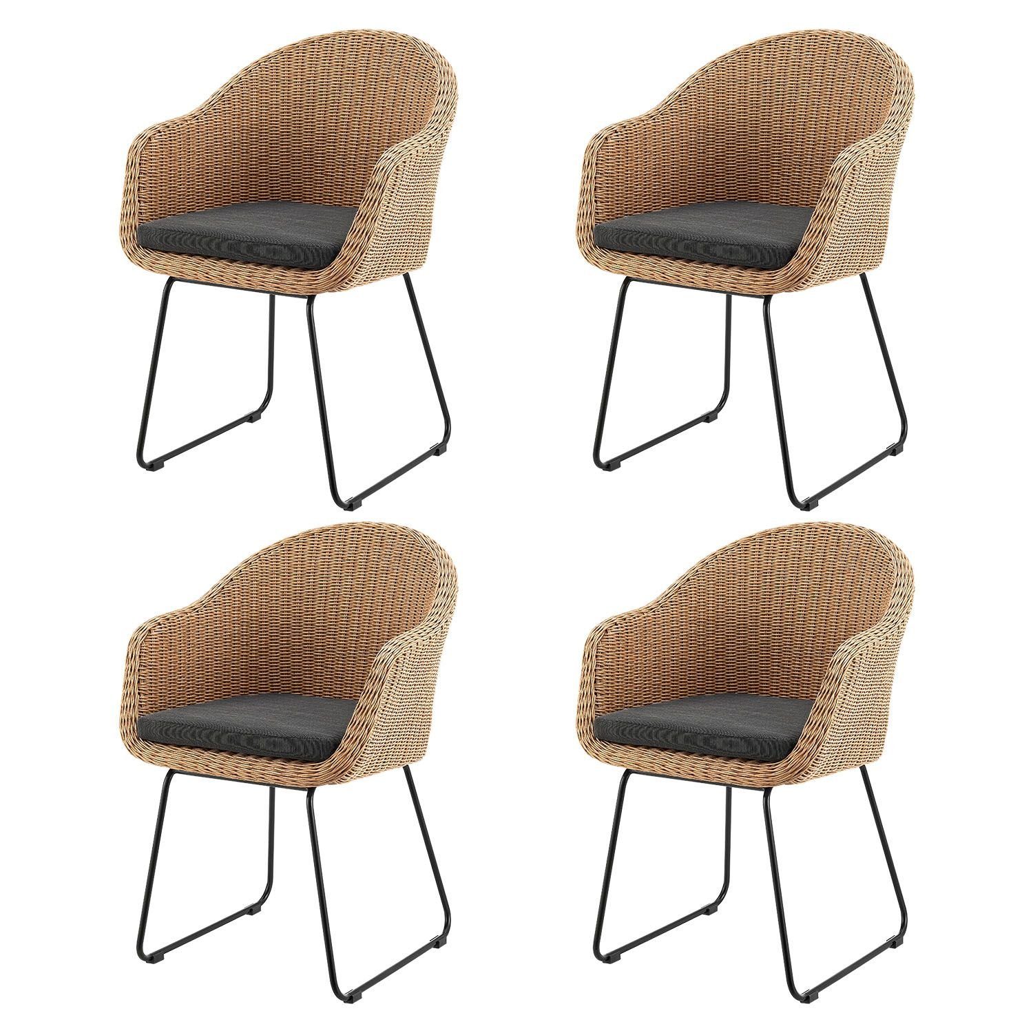 Juskys Gartenstuhl Cody (4 St), Rattan günstig online kaufen