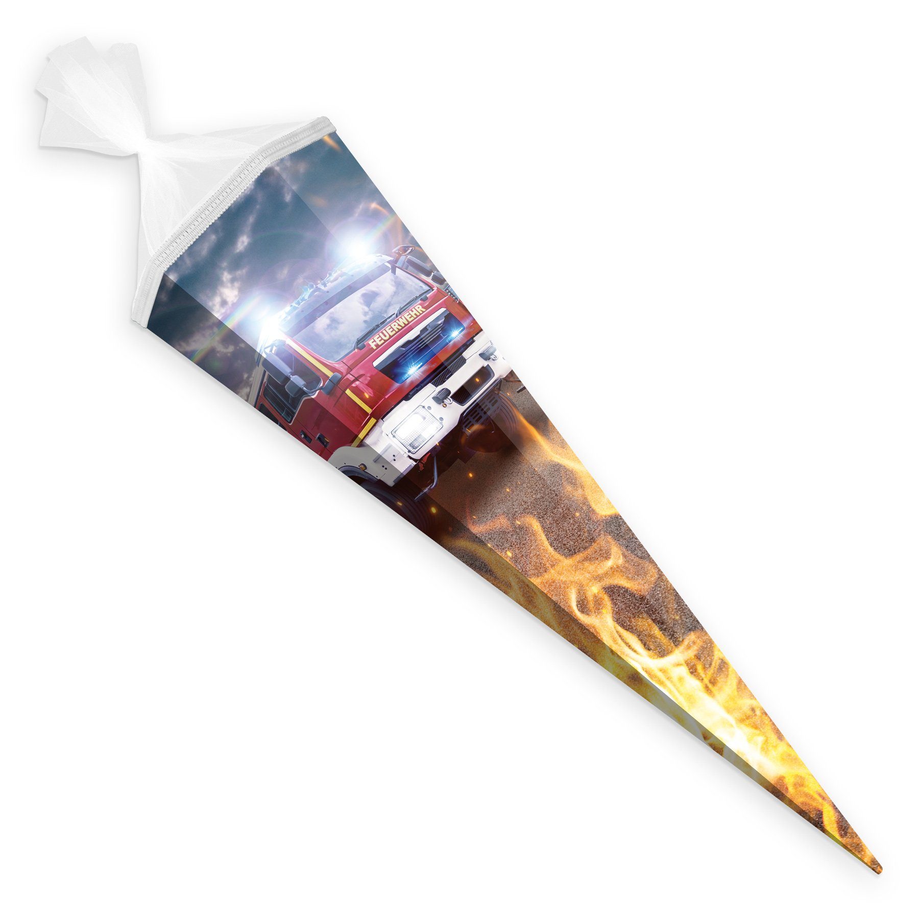 itenga Schultüte itenga Schultüte Zuckertüte 6eckig 85cm Feuerwehr Verschluss weiss