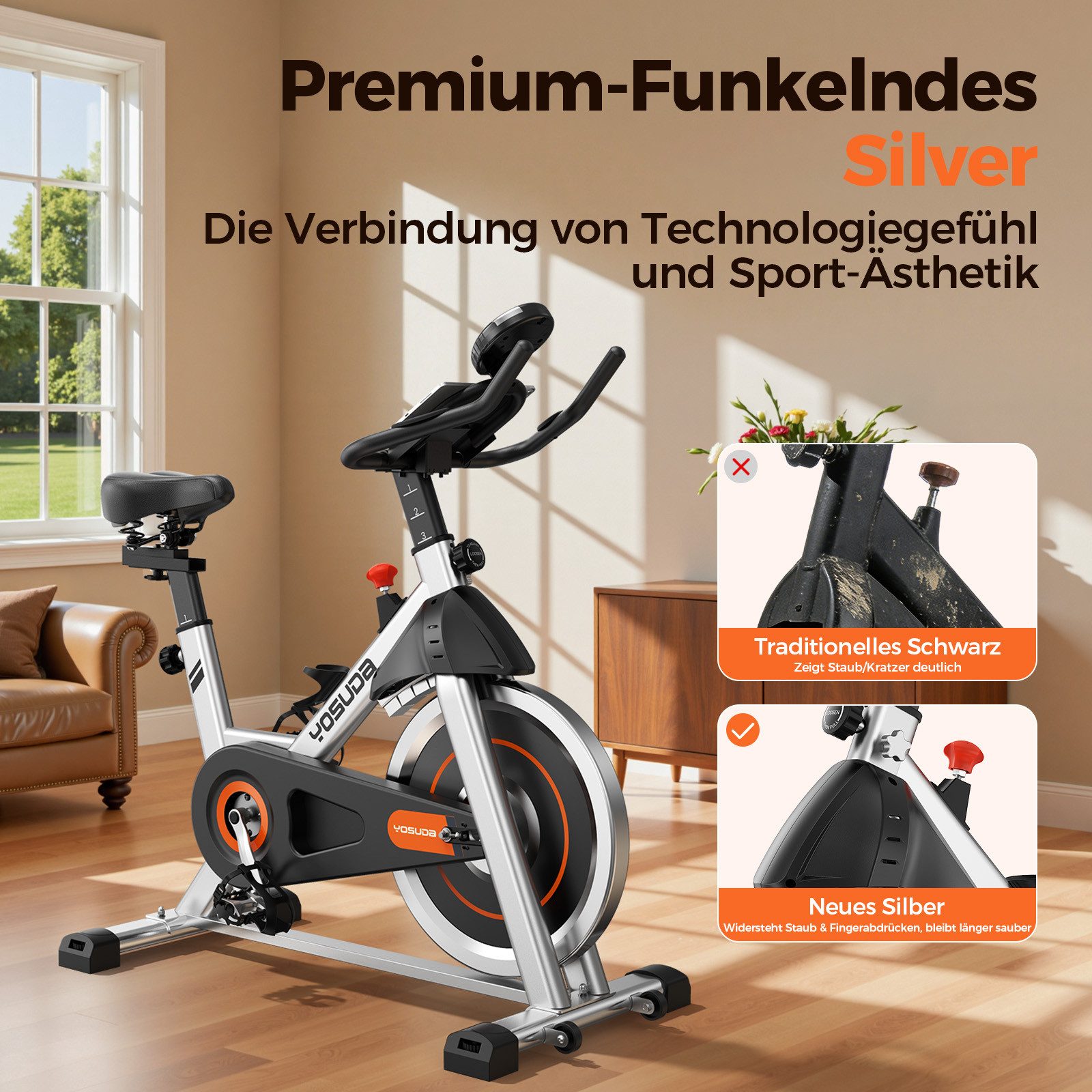 YOSUDA Heimtrainer mit magnetwiderstand, Indoor Leises Fitnessbike (1-tlg), mit Tablet-Halter, Heimtrainer Indoor für zu Hause