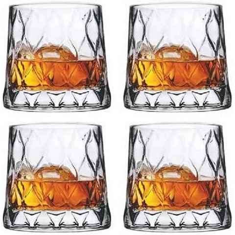 Pasabahce Whiskyglas 4er-Set Leafy Old Fashioned Special Design mit schwerem Boden, 300 ml