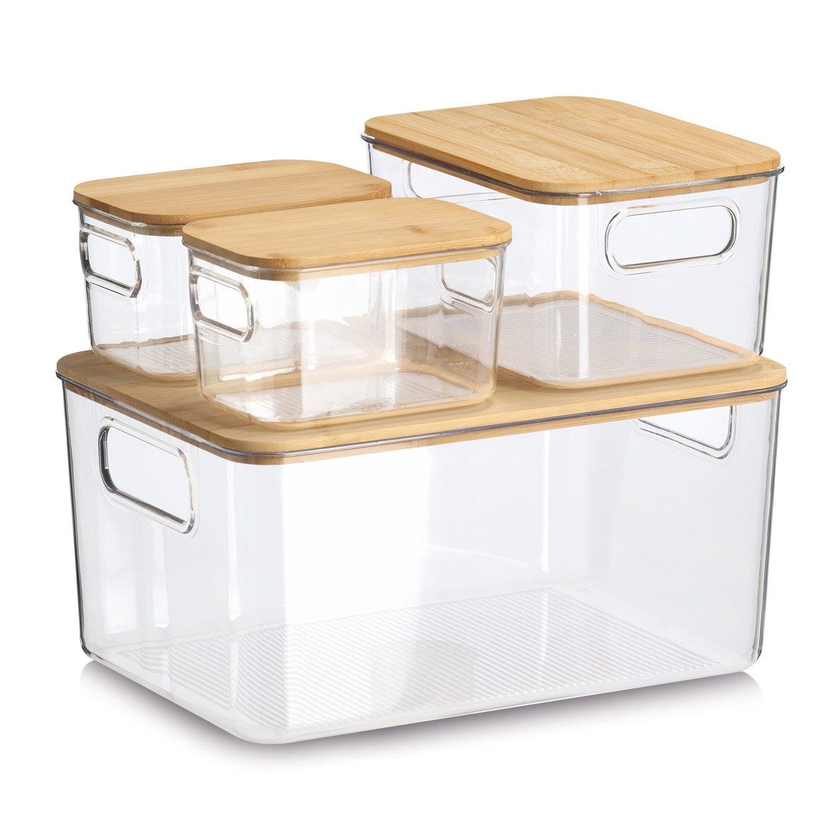 Zeller Present Aufbewahrungsbox en-Set, 4-tlg., Kunststoff/Bambus, transparent, ca. 2 x 14,5 x 10 x 9, 20 x...