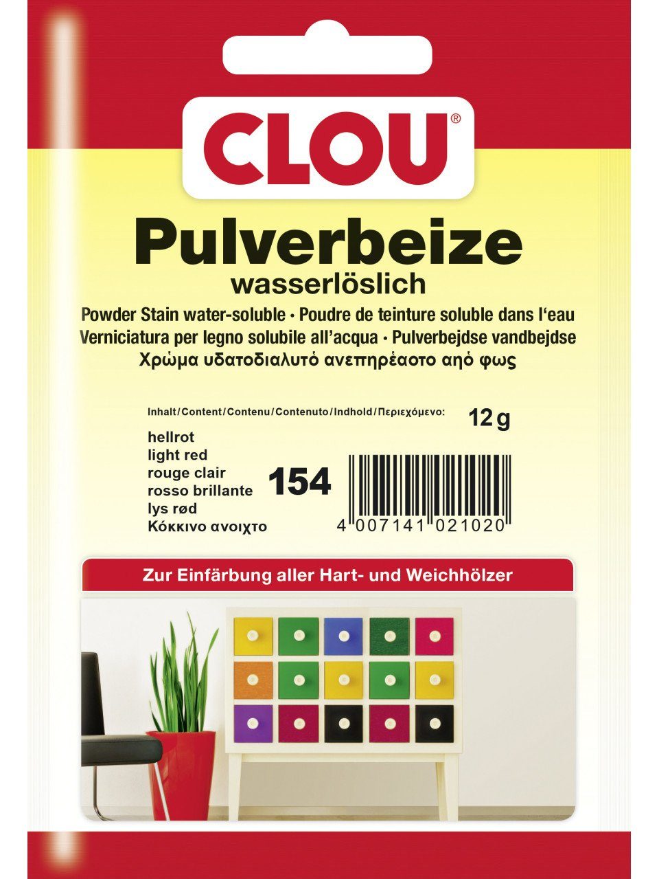 Holzbeize Clou Pulverbeize 12 g hellrot