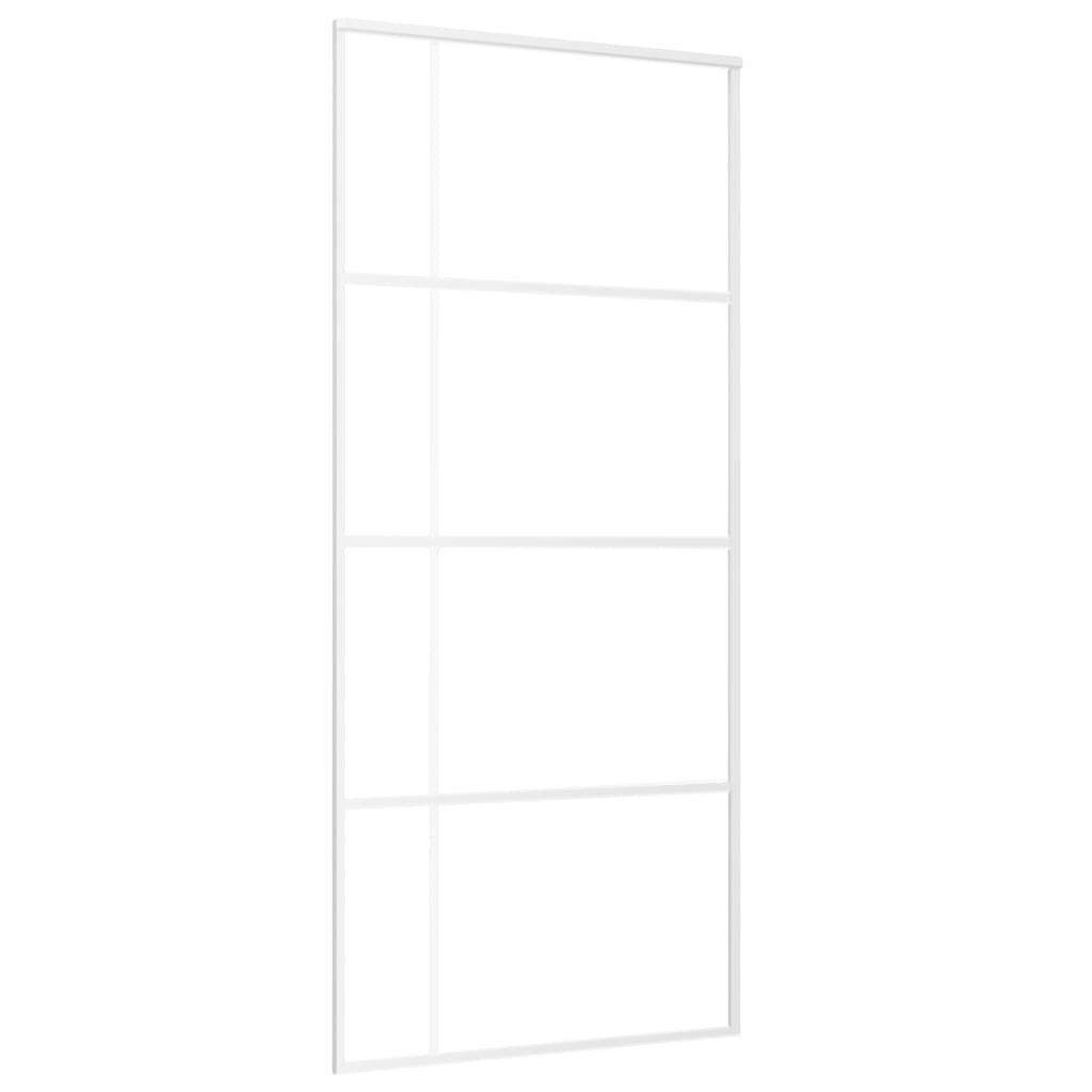 vidaXL Haustür Schiebetür ESG-Glas und Aluminium 90x205 cm Weiß (1-St)