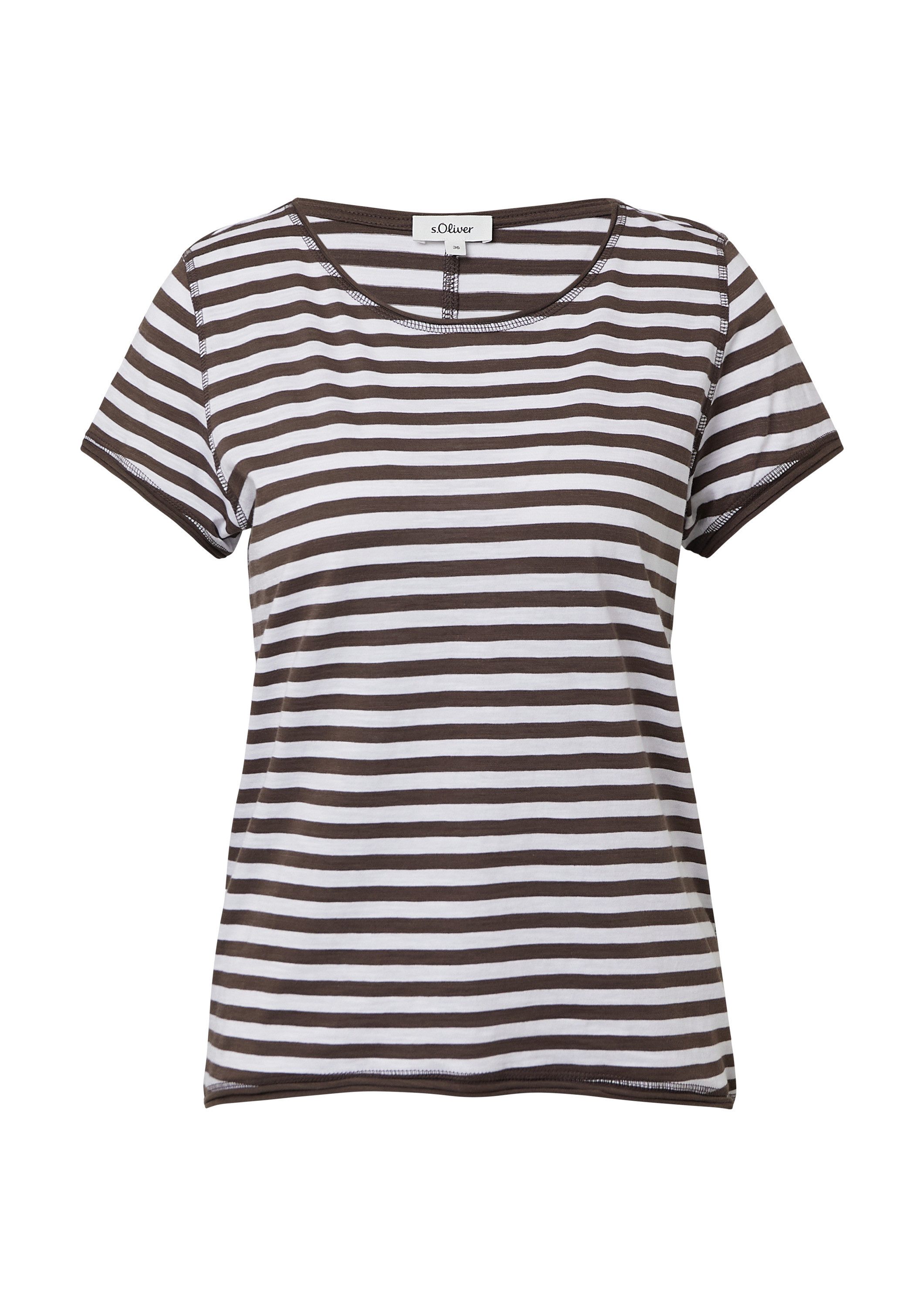 s.Oliver Kurzarmshirt T-Shirt T-Shirt mit Rollkanten und Flammgarnstruktur günstig online kaufen