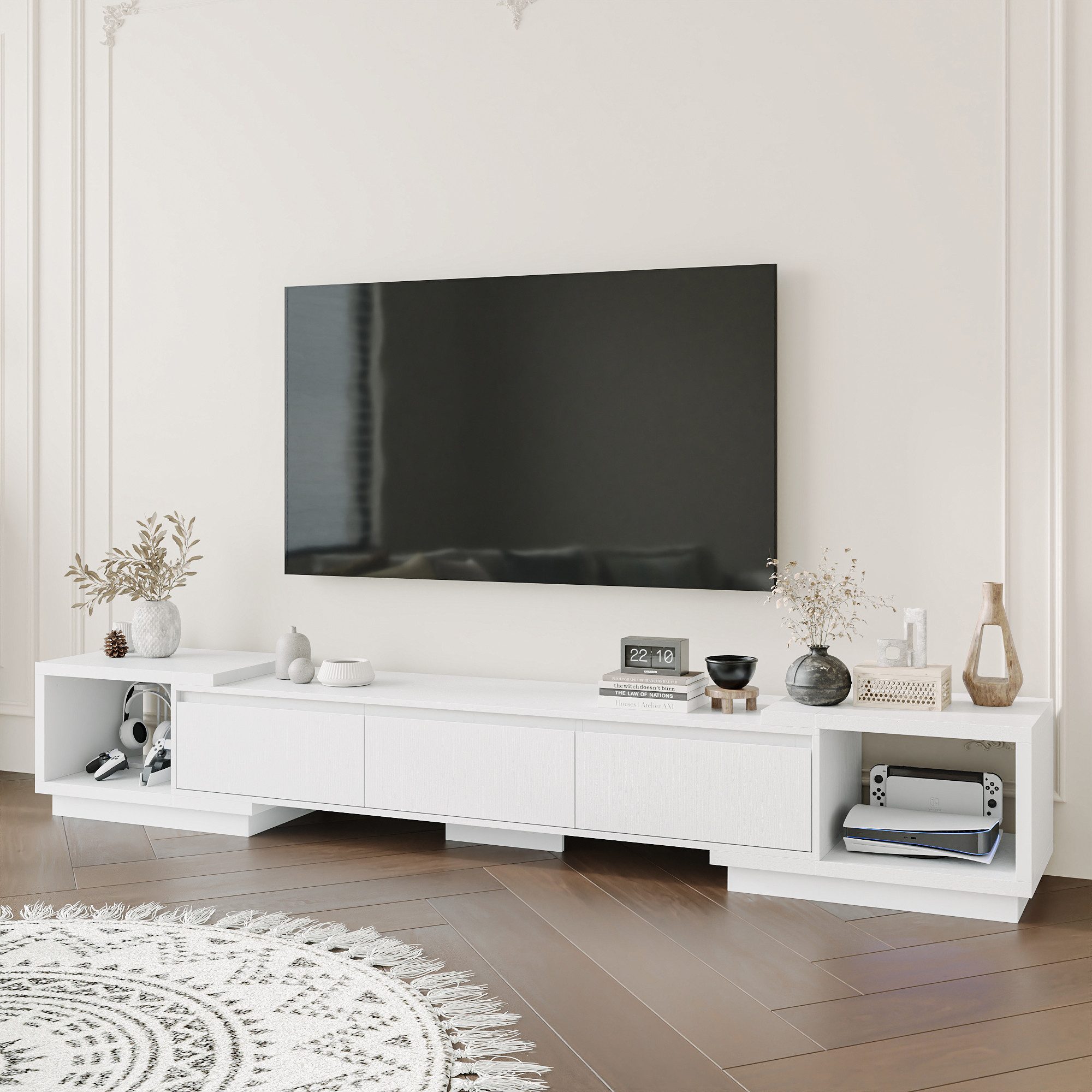 FUFU&GAGA TV-Schrank Ausziehbarer TV-Schrank, MDF mit Holzmaserung, 166–270 günstig online kaufen