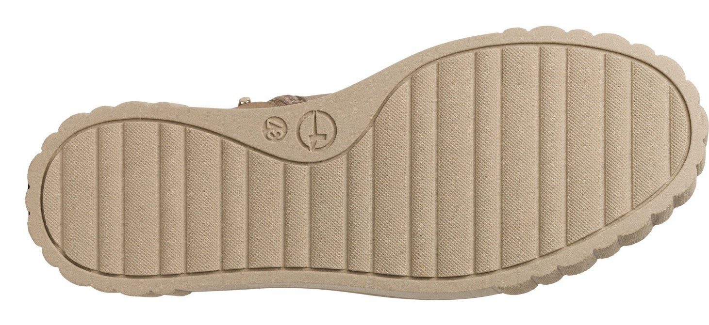 gepolstertem Tamaris Schaftrand mit taupe Sneaker