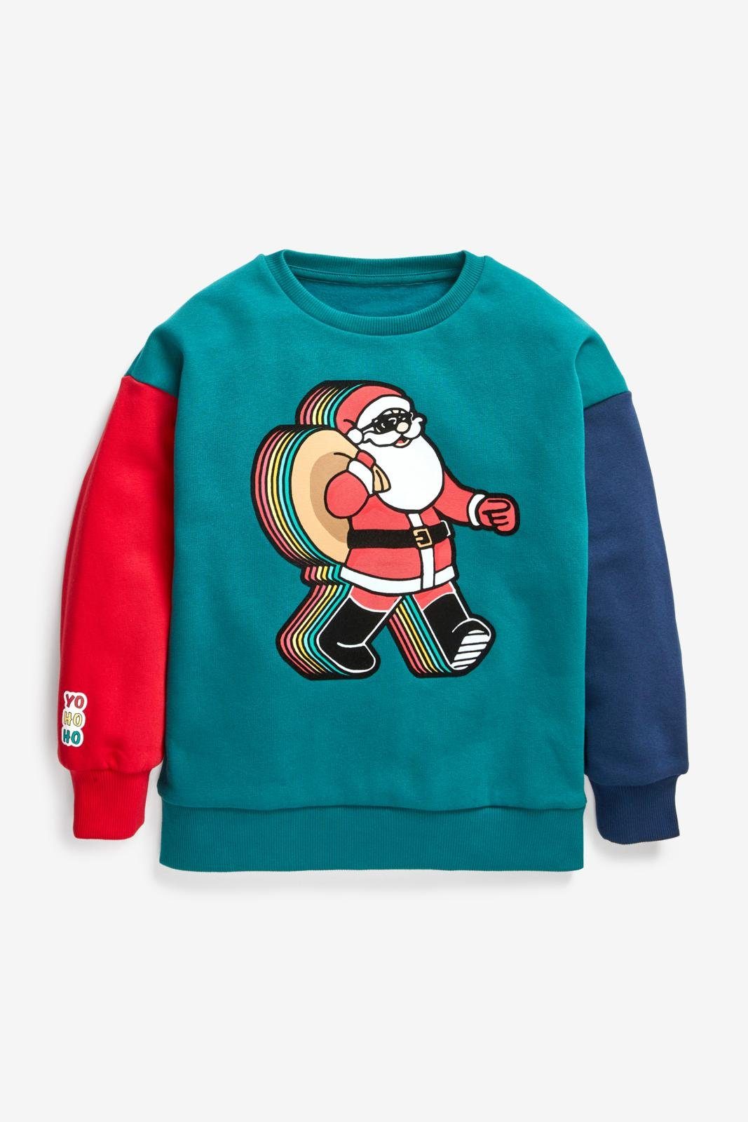 Sport Sweater Next Sweatshirt Weihnachtsmann-Pulli mit Rundhalsausschnitt