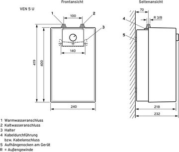 Vaillant Untertischspeicher VEN 5/7-5 U PLUS, (max. 85°C), mit UV-lichtbeständiger Gerätehaube