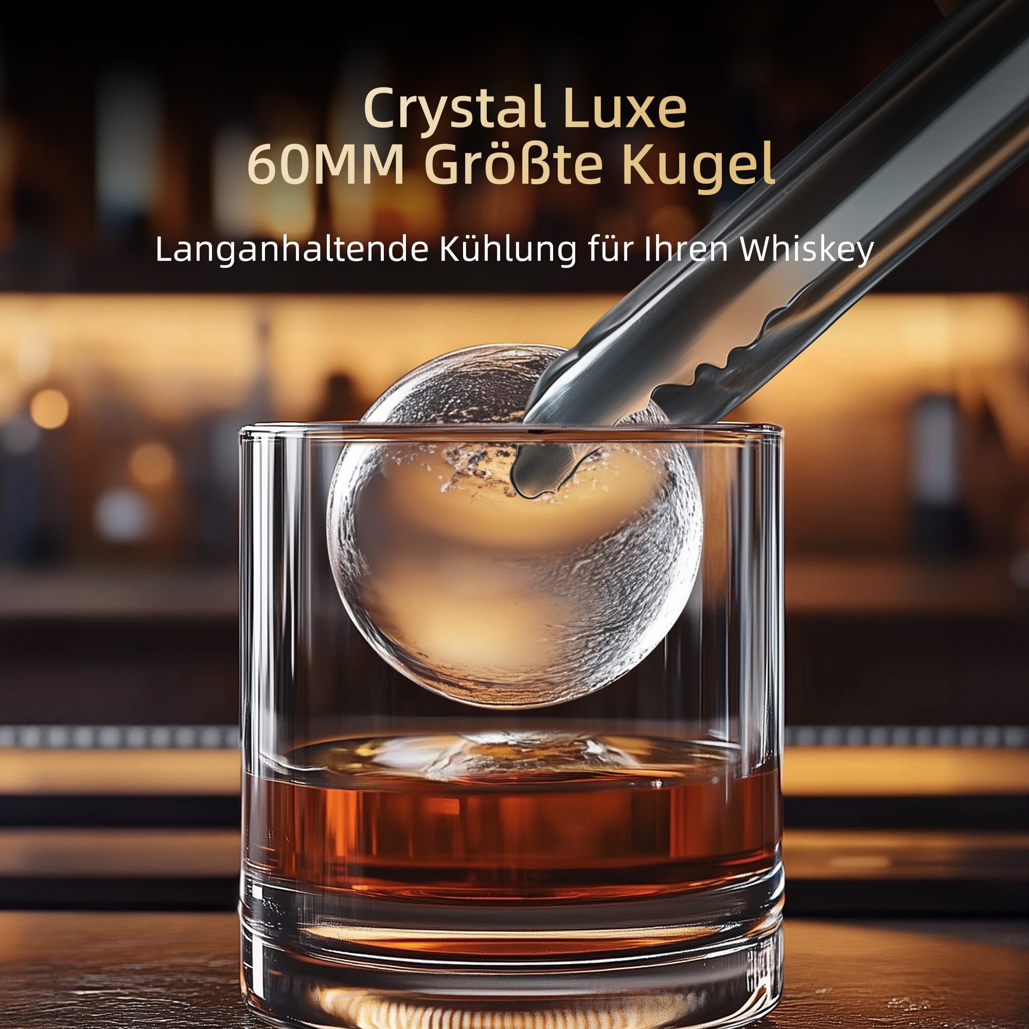 eCozy Eiswürfelmaschine für klare Eiskugeln Ø 60 mm, extragroß, kristallklar, Selbstreinigung, 8h Timer, LED-Touchdisplay, 1 Eiskugel in 40 Minuten