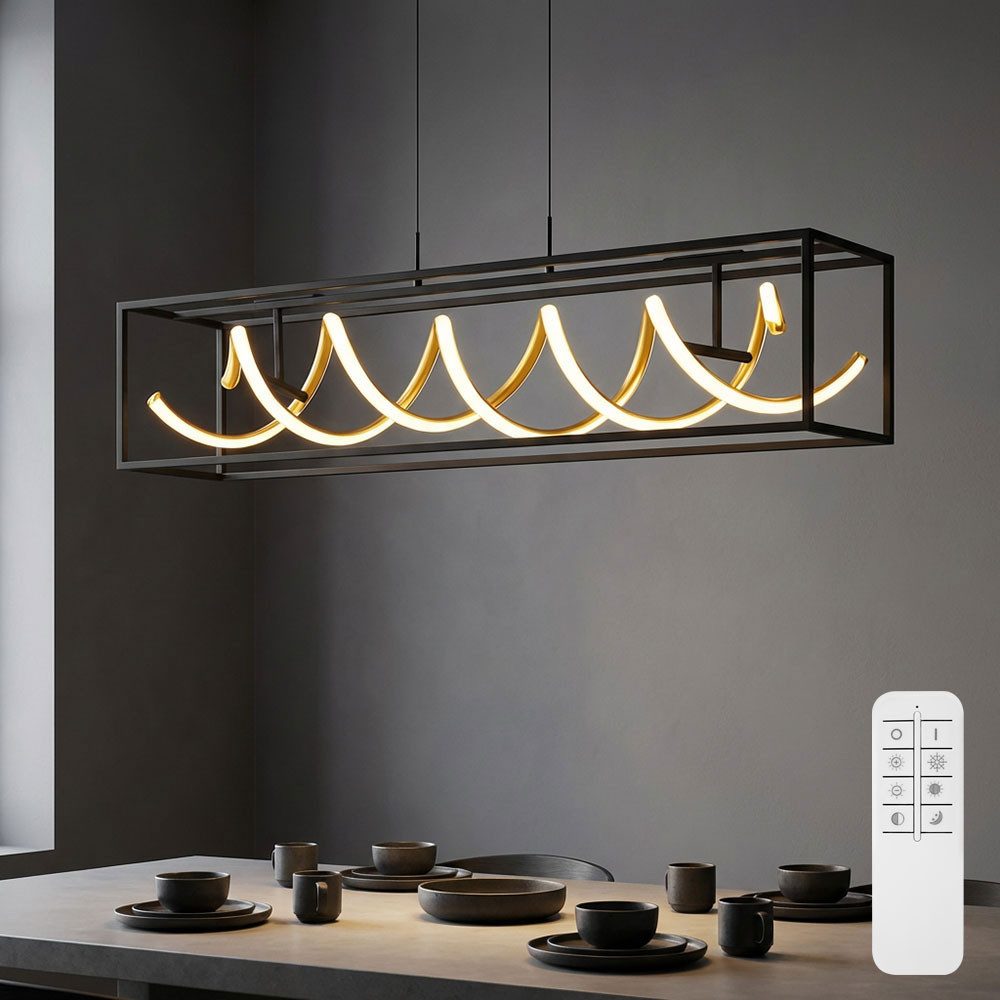 FISCHER & HONSEL LED-Hängeleuchte, LED-Leuchtmittel fest verbaut, Farbwechsel, Neutralweiß, Kaltweiß, Warmweiß, Tageslichtweiß, Hängelampe Pendel LED höhenverstellbar Fernbedienung dimmbar CCT gold