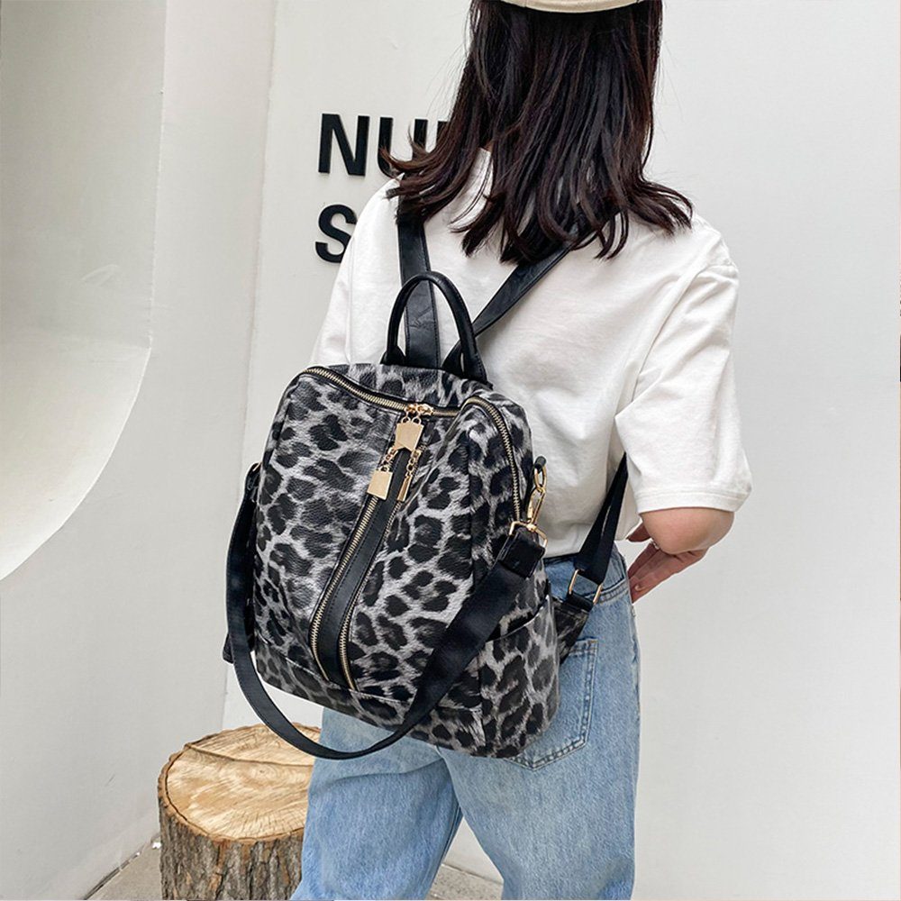 Laptop Business Leder Lederrucksäcke Damen für Handtasche, Laptoprucksack Freizeit Notebook mit Jungen 20x11 cm Schulrucksack Vintage, OKWISH Teenager Leopard Schultertasche, (32x32x14 Lederrucksack Rucksack), Tasche, Rucksack Reisen Arbeit Herren Reiserucksack cm Schule