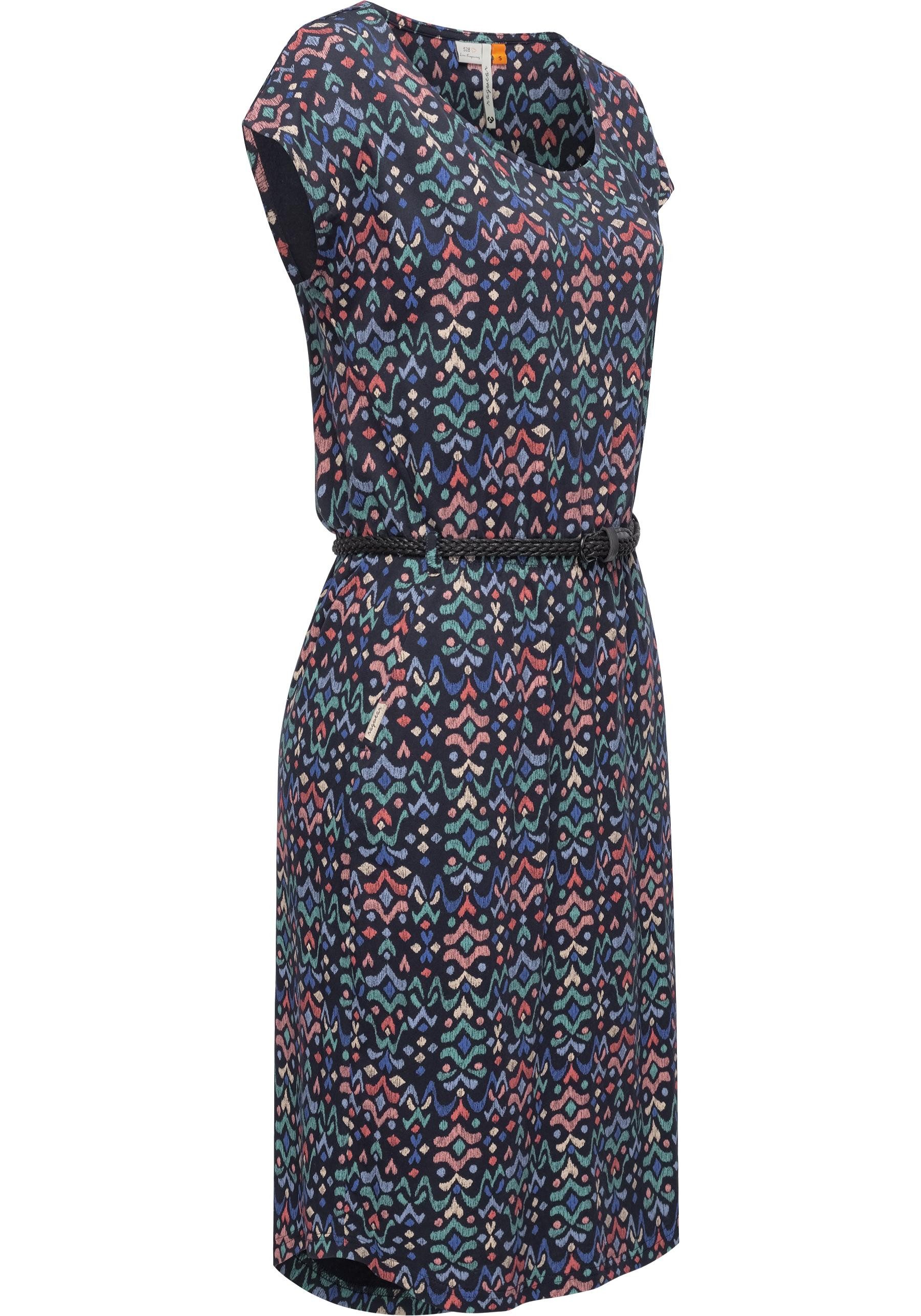 Ragwear Shirtkleid Lilithe Ikat stylisches Damen Sommerkleid mit Taillengürtel