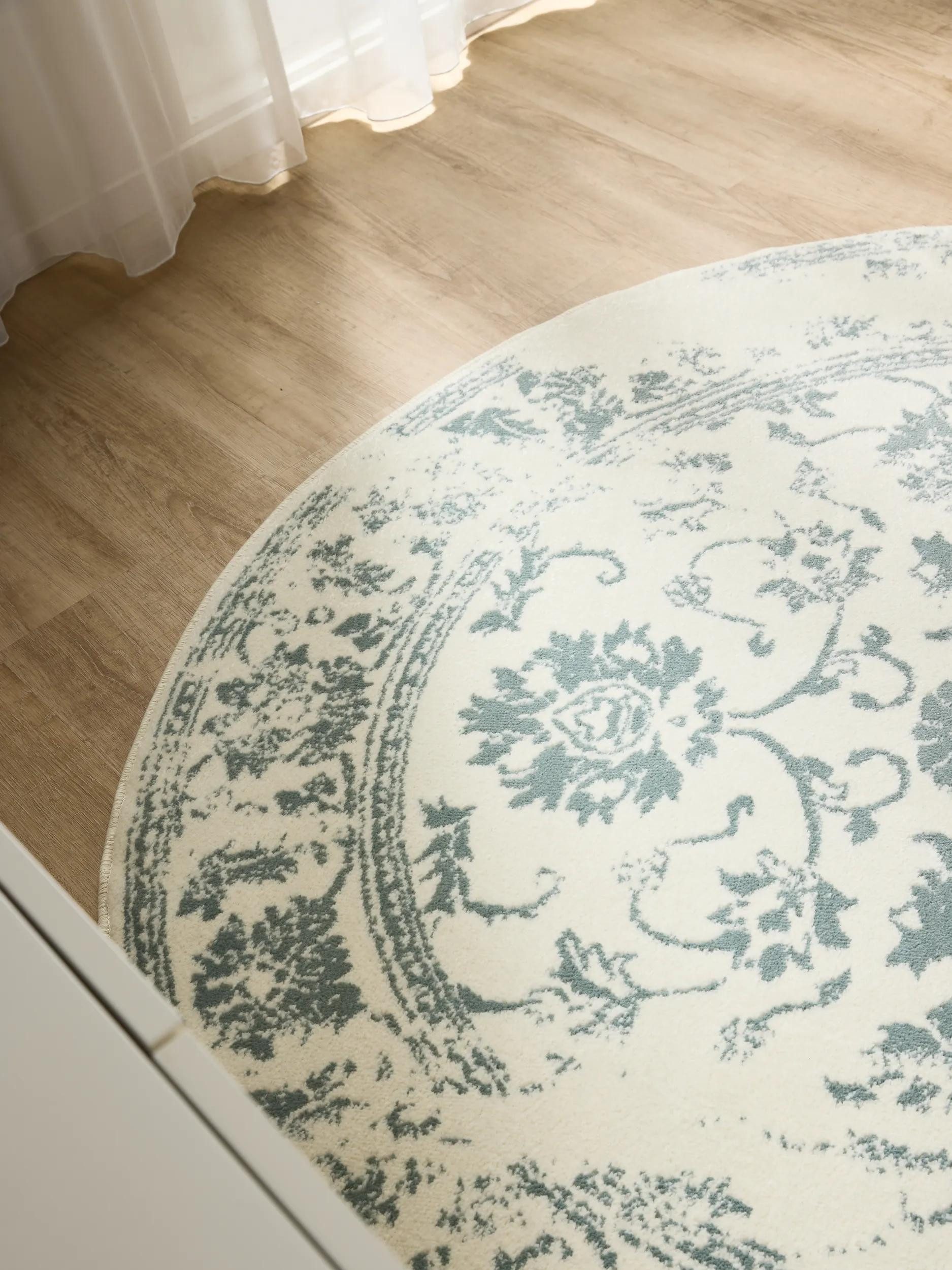 benuta Teppich Suki, rund, Höhe: 6 mm, Vintage-Look, Kurzflor, Retro Teppich Wohnzimmer, Schlafzimmer