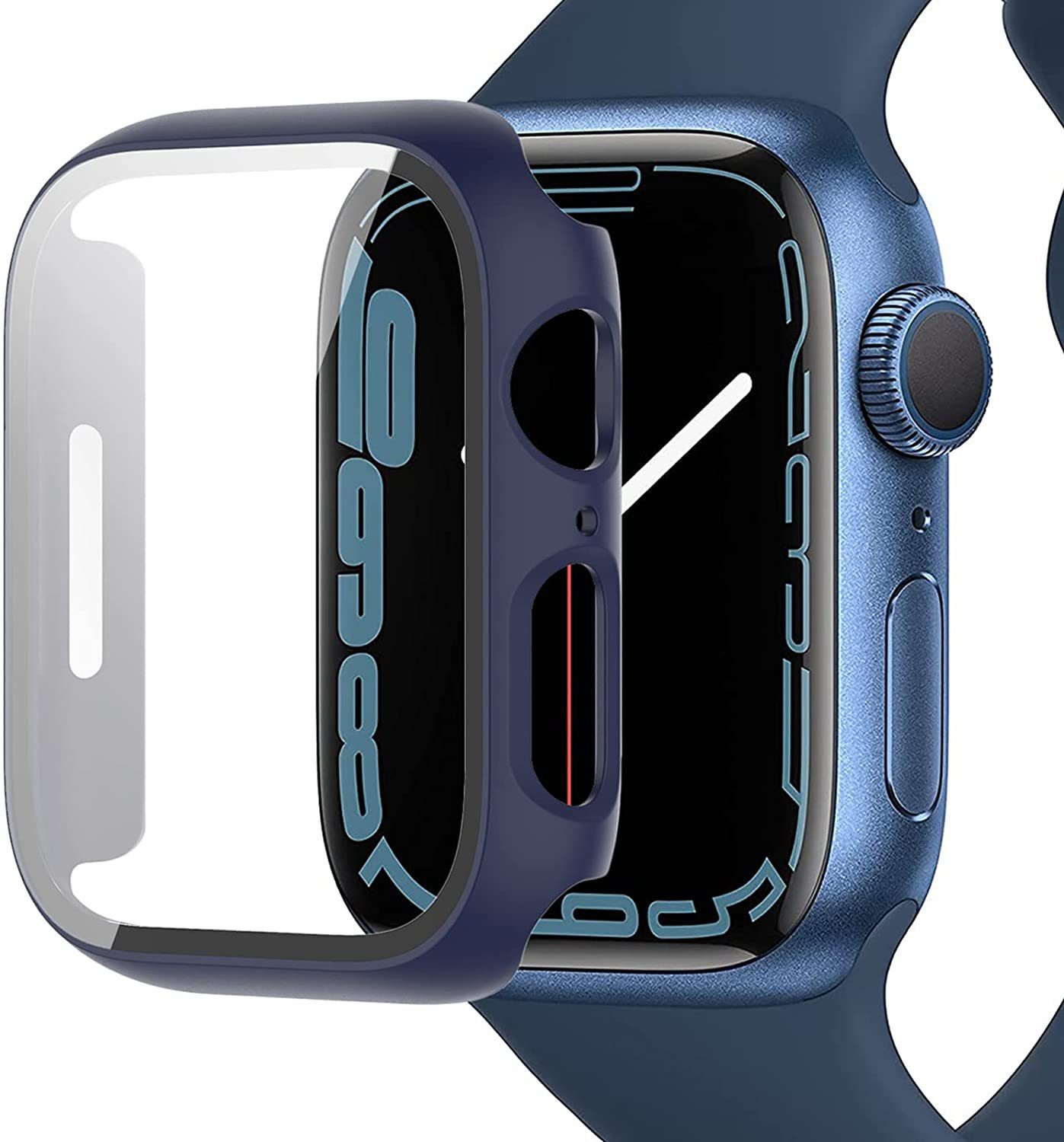 MSM Smartwatch-Hülle Hülle für Apple Watch Series 7 Schutzhülle Case 41mm 45mm Display Schutzglas 9H