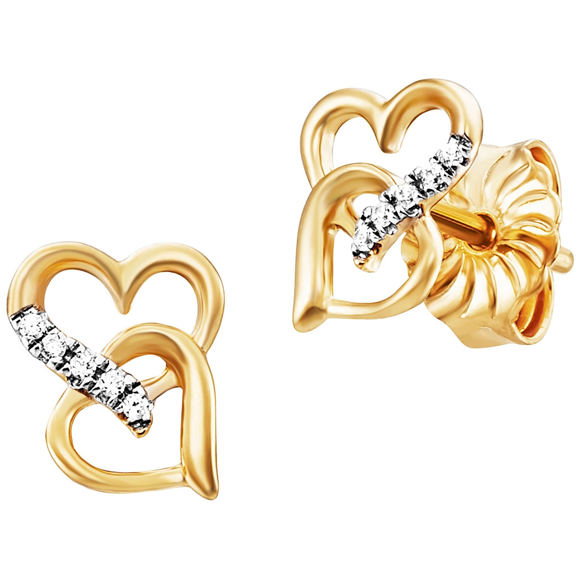 Julie Julsen Paar Ohrstecker 925/- Sterling Silber rhodiniert/vergoldet Herz 10 Zirkonia