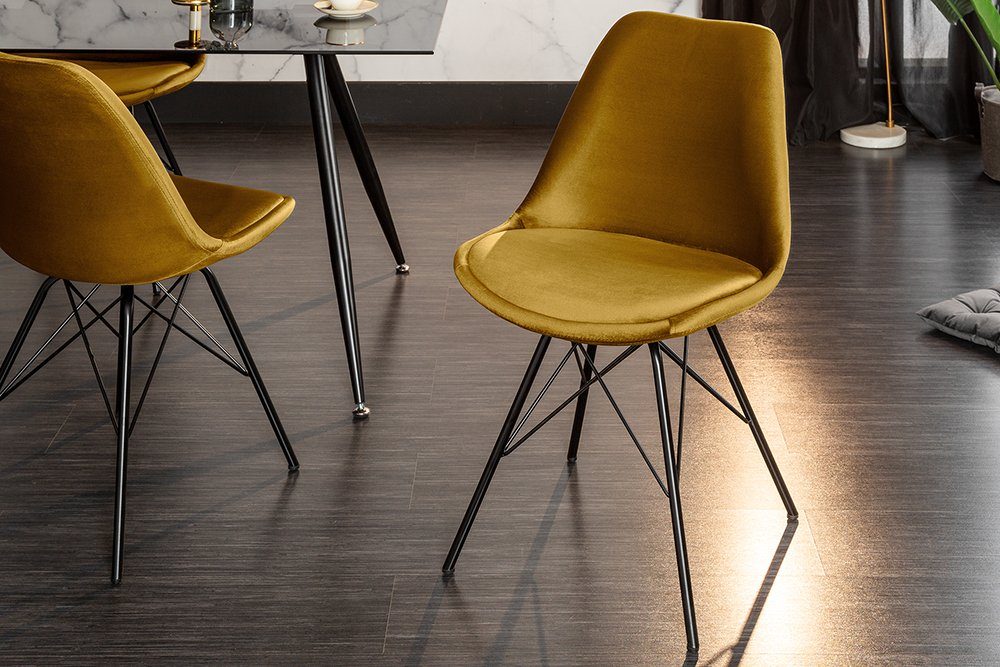 Metall · Modern schwarz senfgelb Stuhl Design SCANDINAVIA riess-ambiente MEISTERSTÜCK 1 St), Samt (Einzelartikel, · Esszimmer / ·