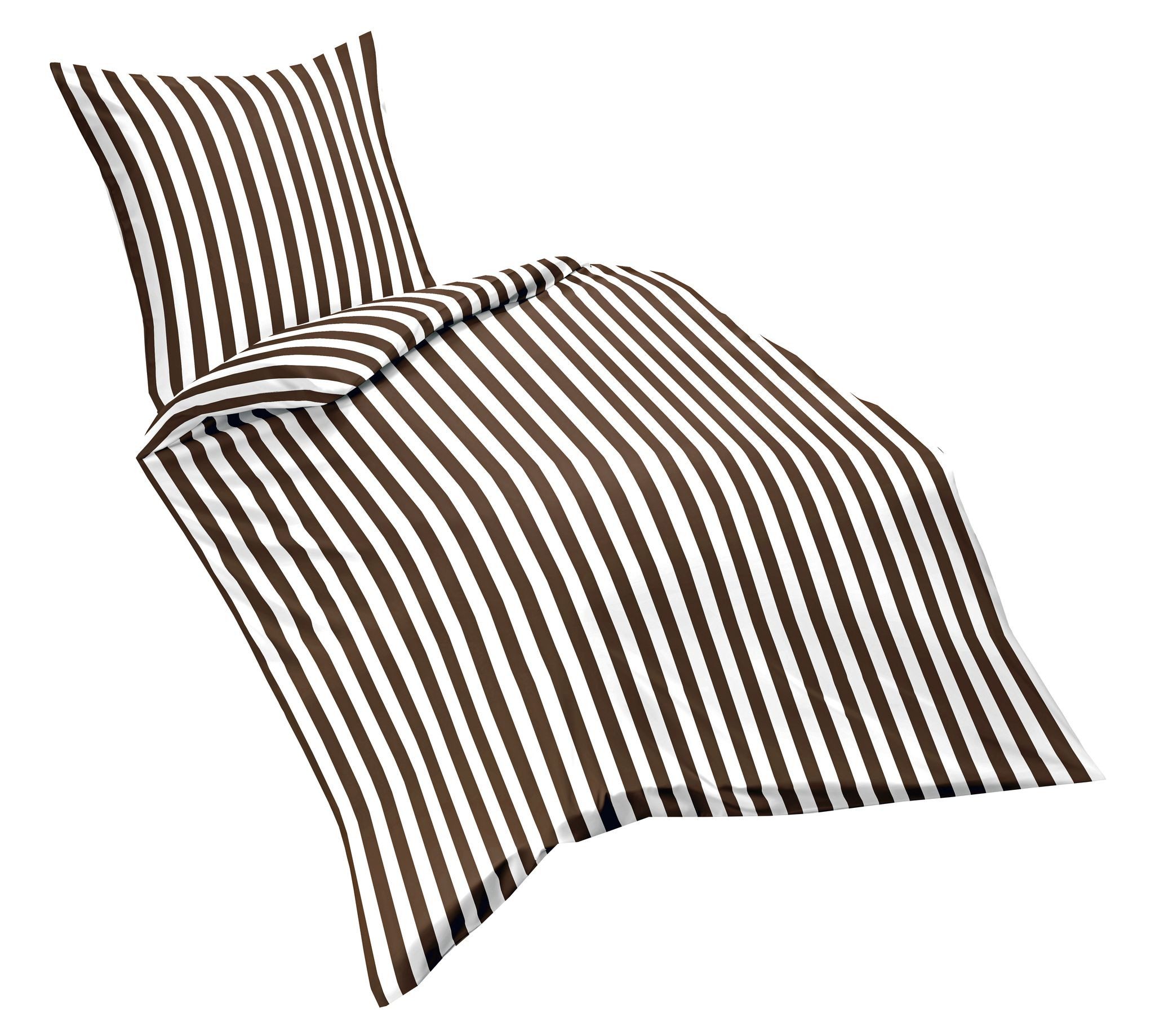 fleuresse Bettwäsche 135x200cm Streifen gestreift in Braun Türkis oder Rot, günstig online kaufen