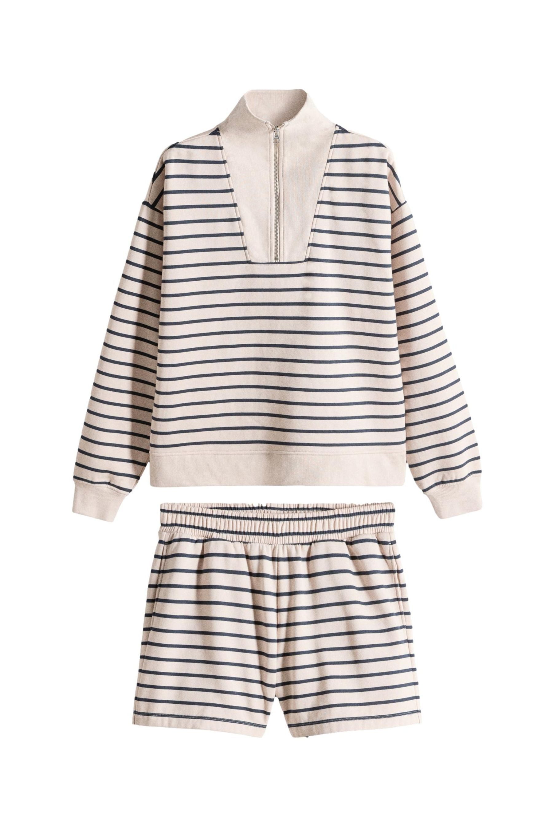 The Set Freizeitanzug The Set Troyer mit Trichterkragen und Shorts (2-tlg)