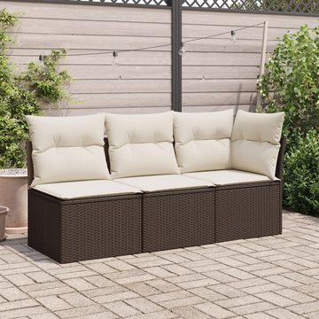 vidaXL Loungesofa Garten-Ecksofa mit Kissen Braun Poly Rattan