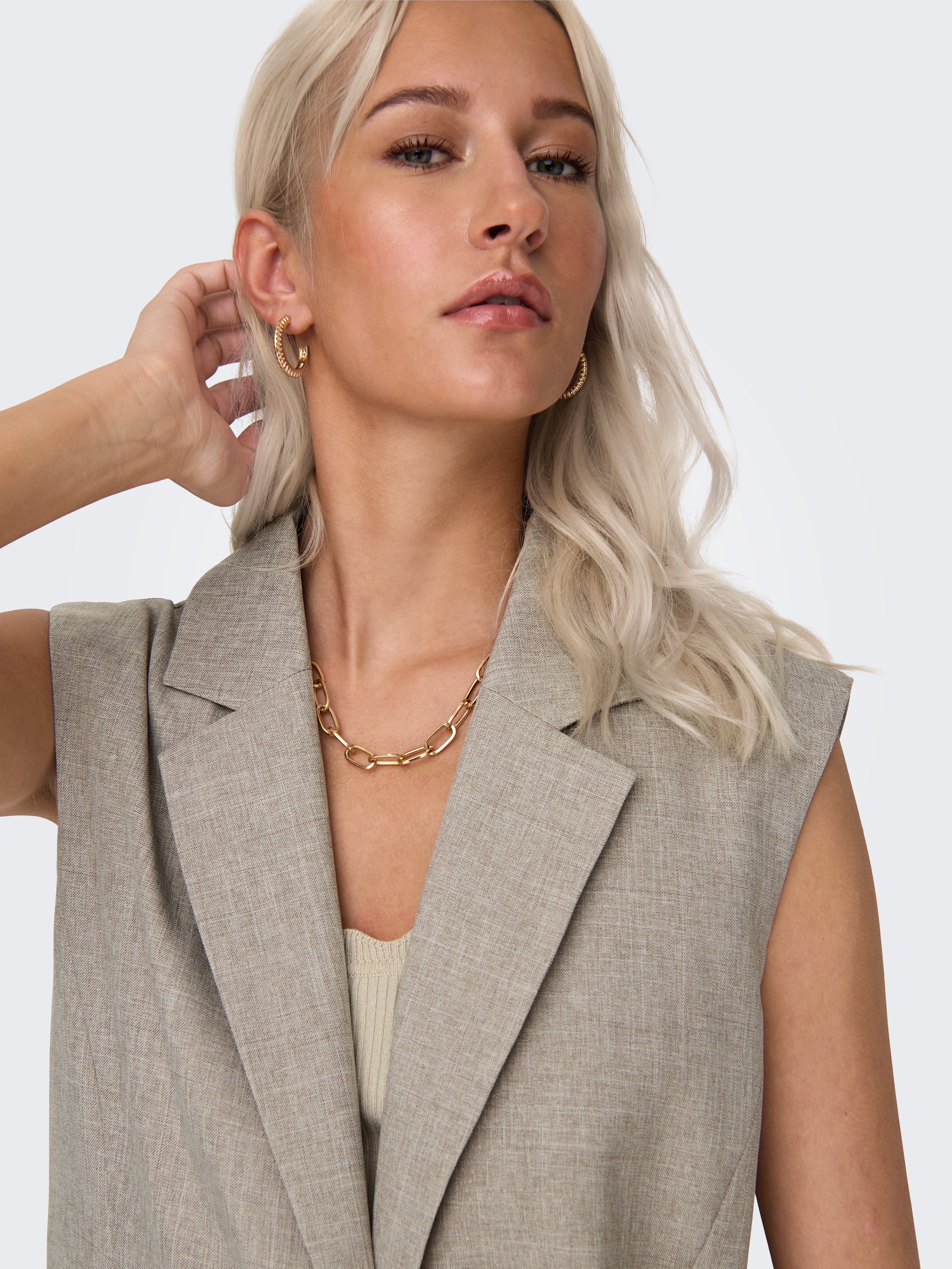 ONLY Anzugweste ONLLINDA S/L MEL OVERSIZE WAISTCOAT TLR Materialmix