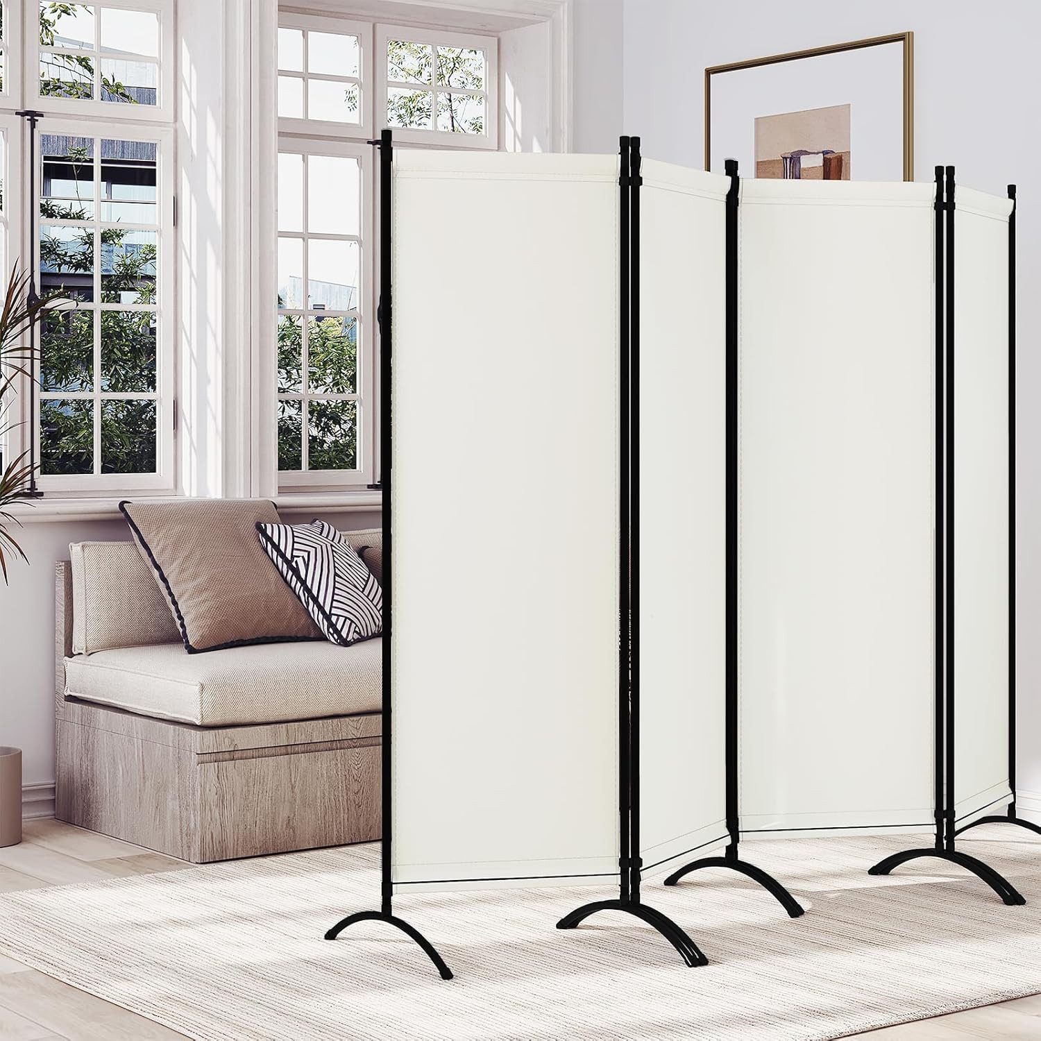 Woltu Paravent, Raumteiler 4-teilig 224x182 cm, Trennwand klappbar, innen o günstig online kaufen