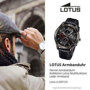 Lotus Multifunktionsuhr Lotus Herrenuhr Leder Silikon schwarz, (Multifunktionsuhr), Herren Armbanduhr rund, extra groß (ca. 47,9mm), Edelstahl