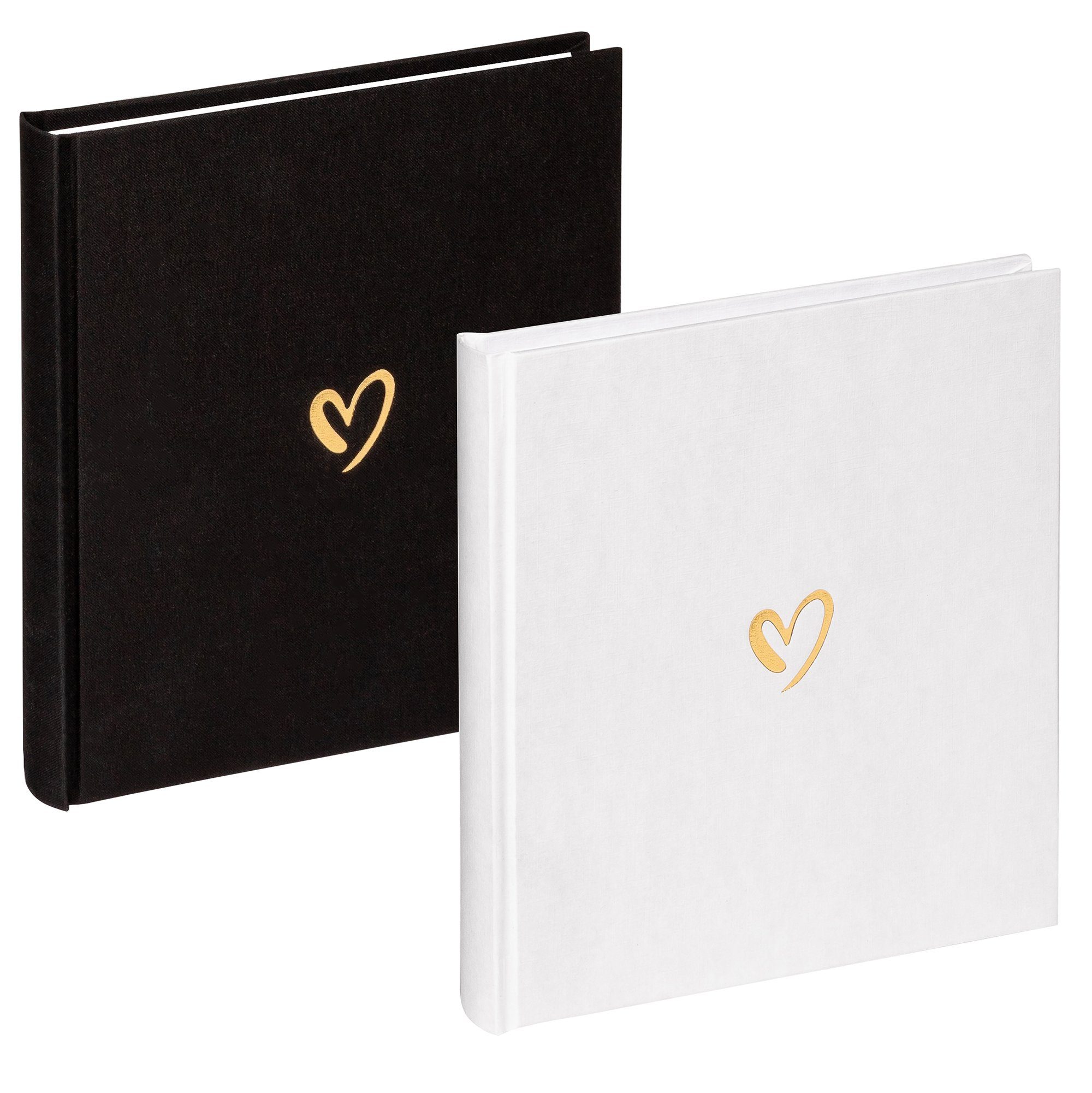 Walther Design Fotoalbum Emotion Classicalbum, buchgebundenes Album, Leineneinband mit einer goldenen Herzprägung
